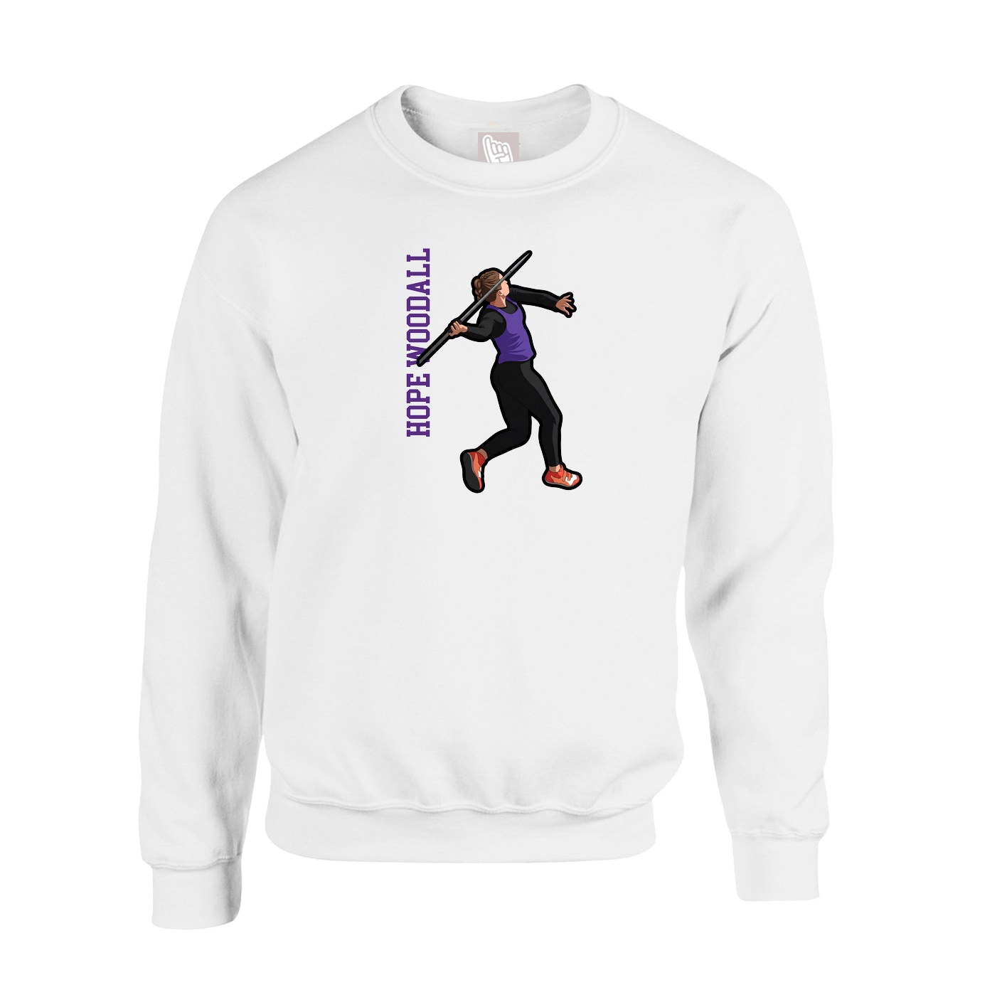 Fleece Crew — Name Vertical in White