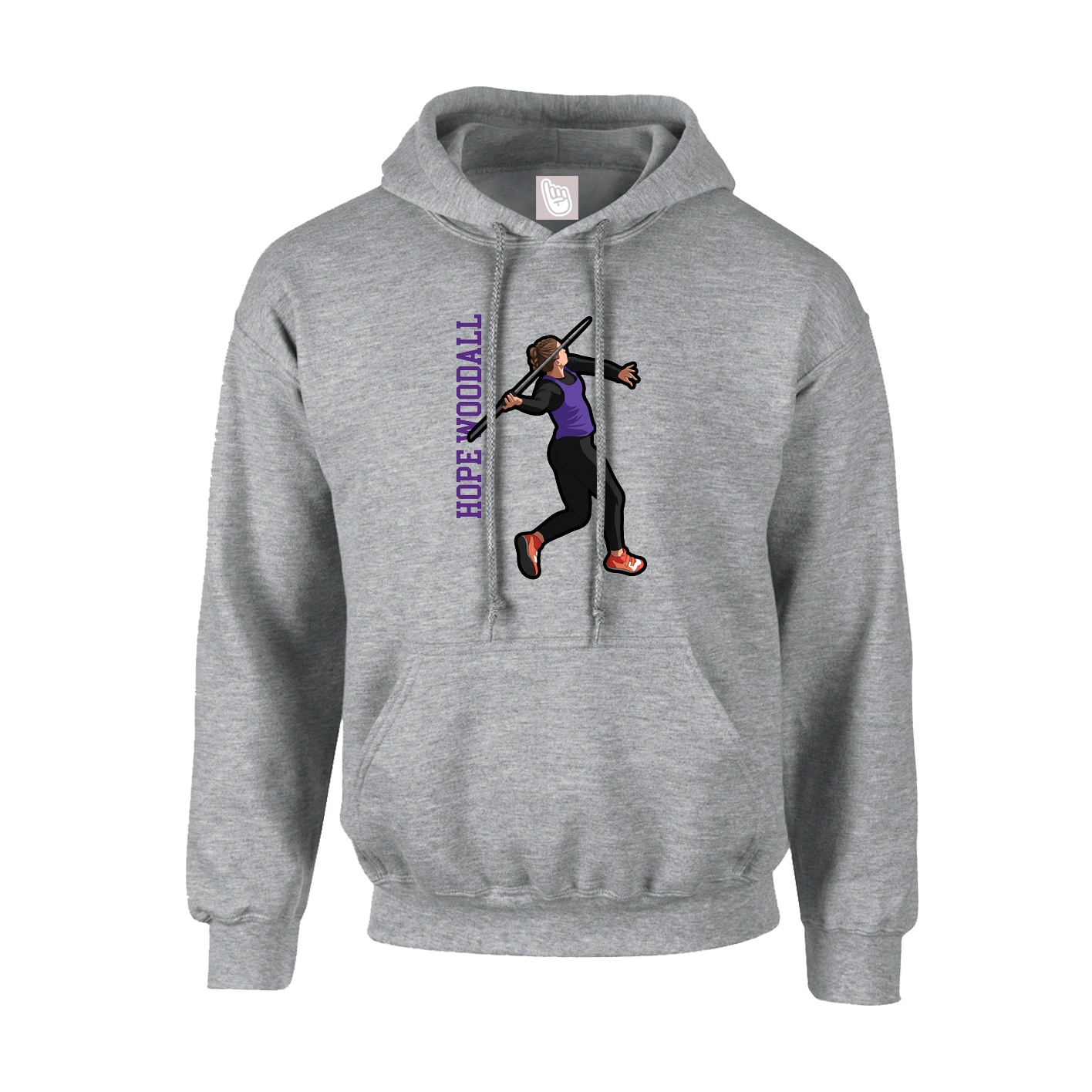 Youth Hoodie — Name Vertical in Grey