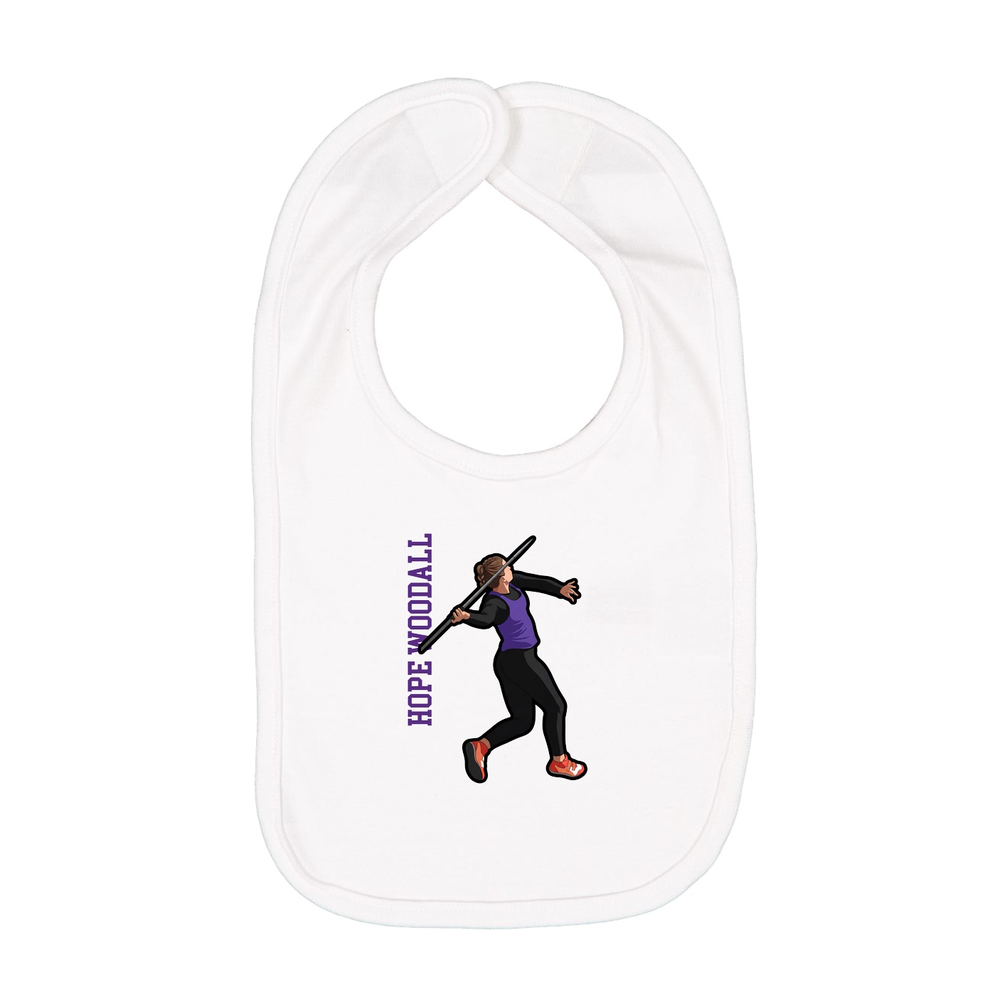 Infant Bib — Name Vertical in White