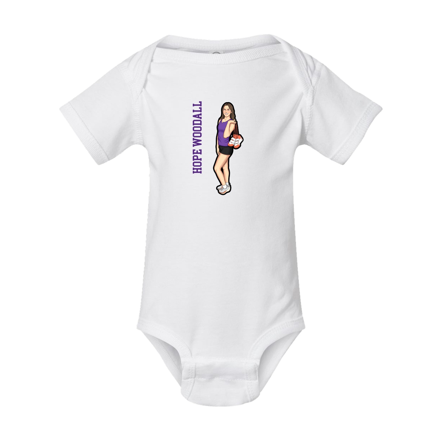 Baby Onesie — Name Vertical in White