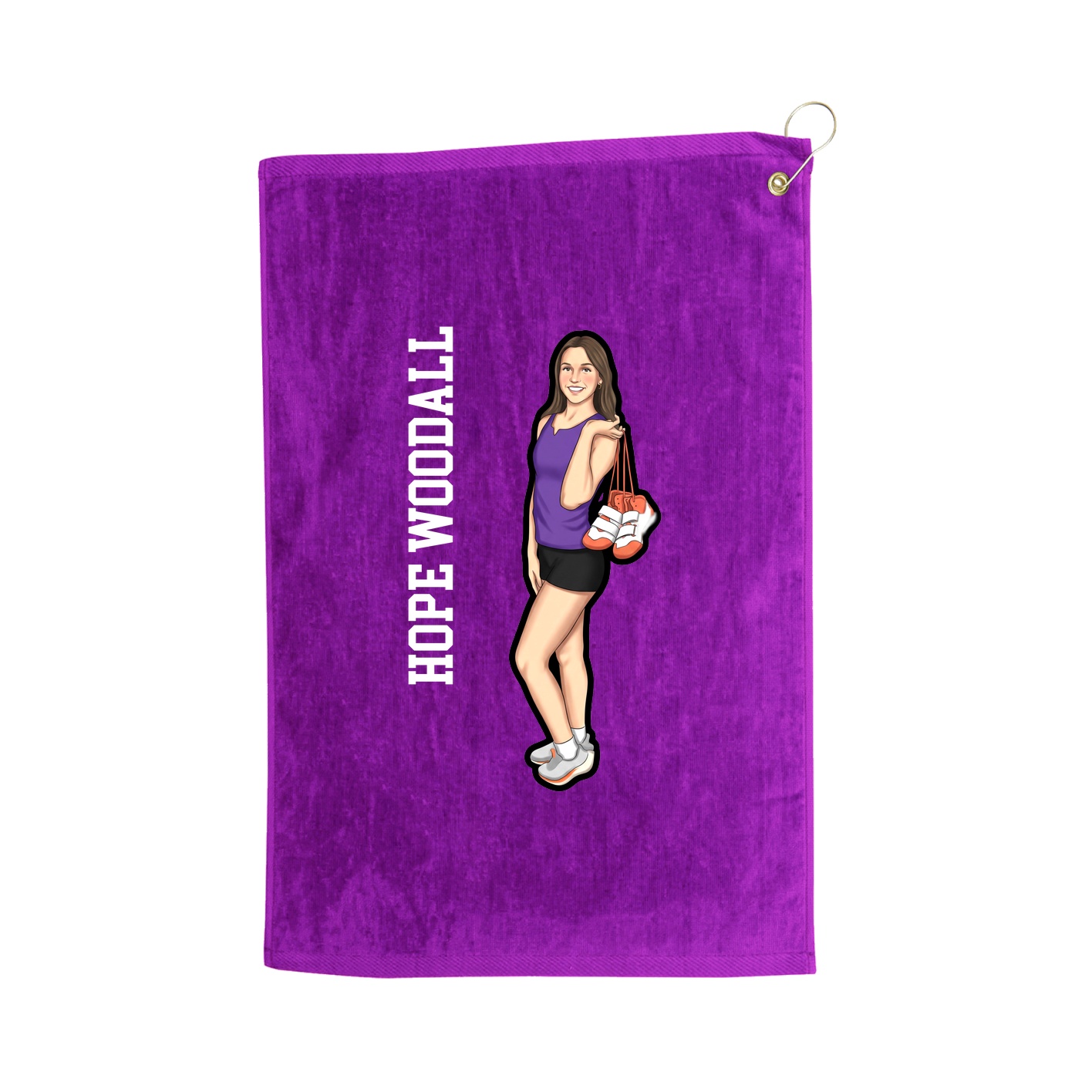Golf Towel — Name Vertical in Purple