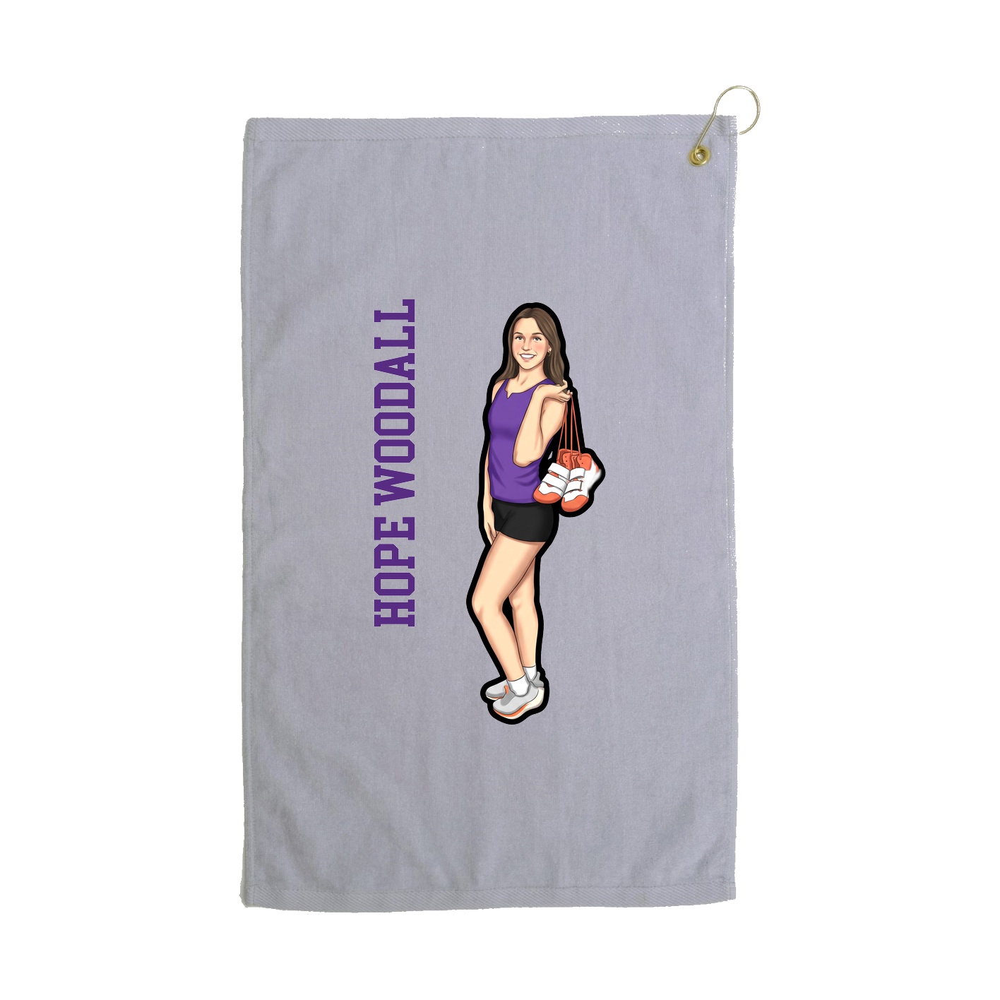 Golf Towel — Name Vertical in Grey