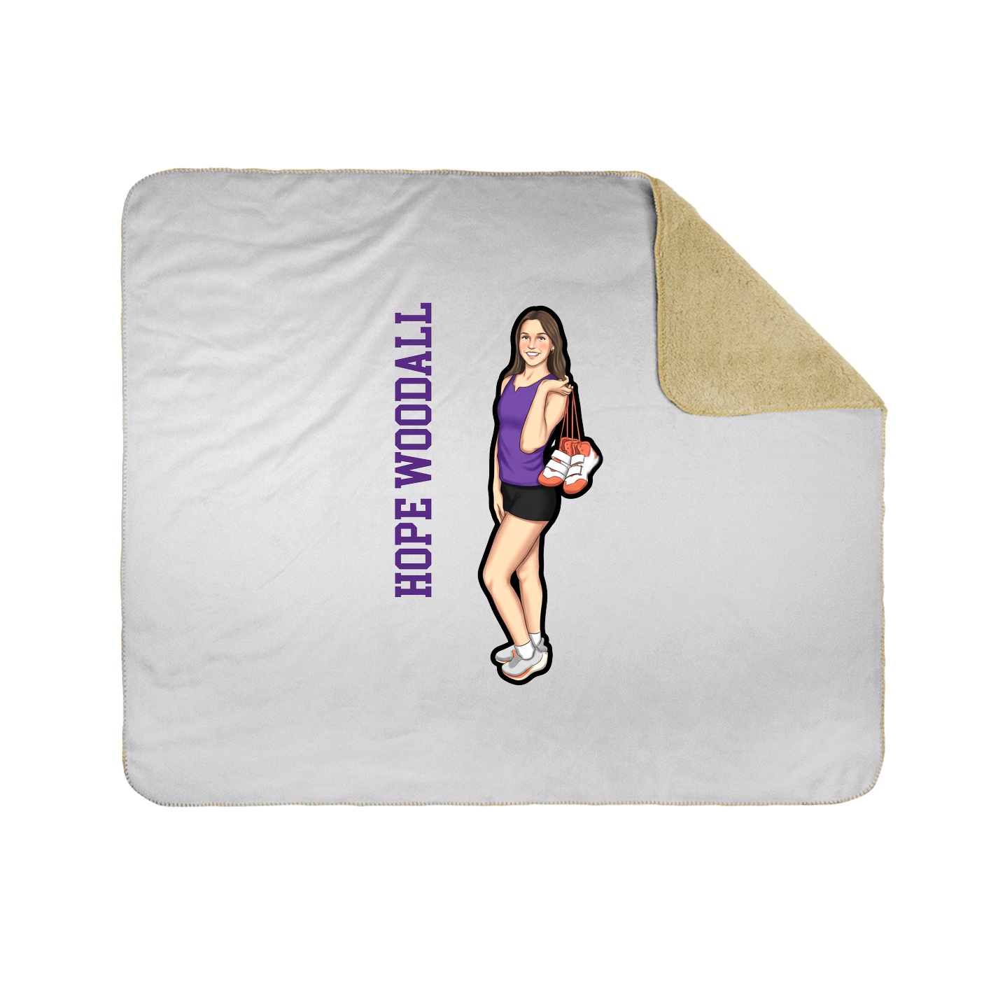 Throw Blanket — Name Vertical in White