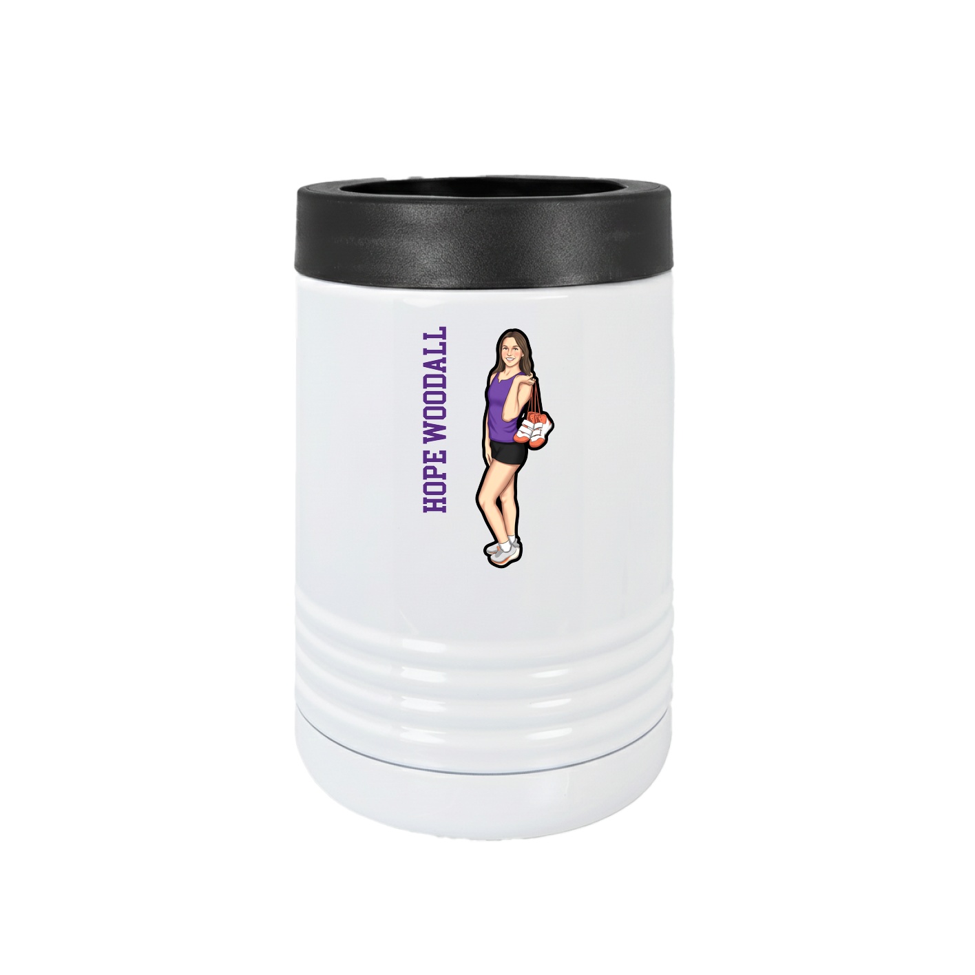 Beverage Holder — Name Vertical in White