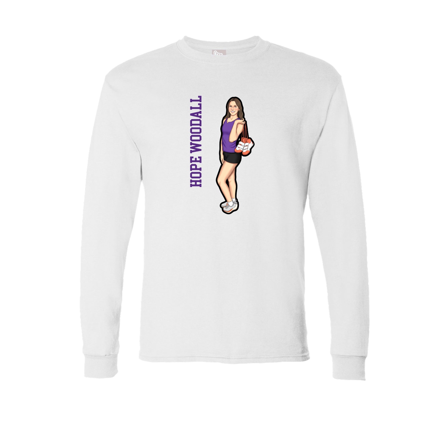 Long Sleeve Tee — Name Vertical in White