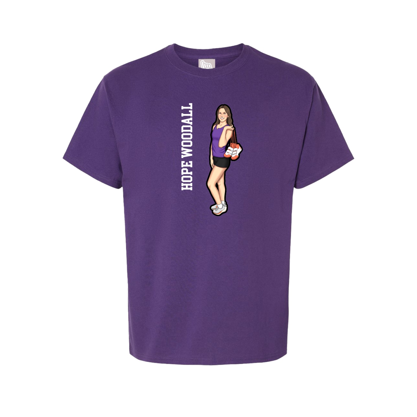 Youth Tee — Name Vertical in Purple