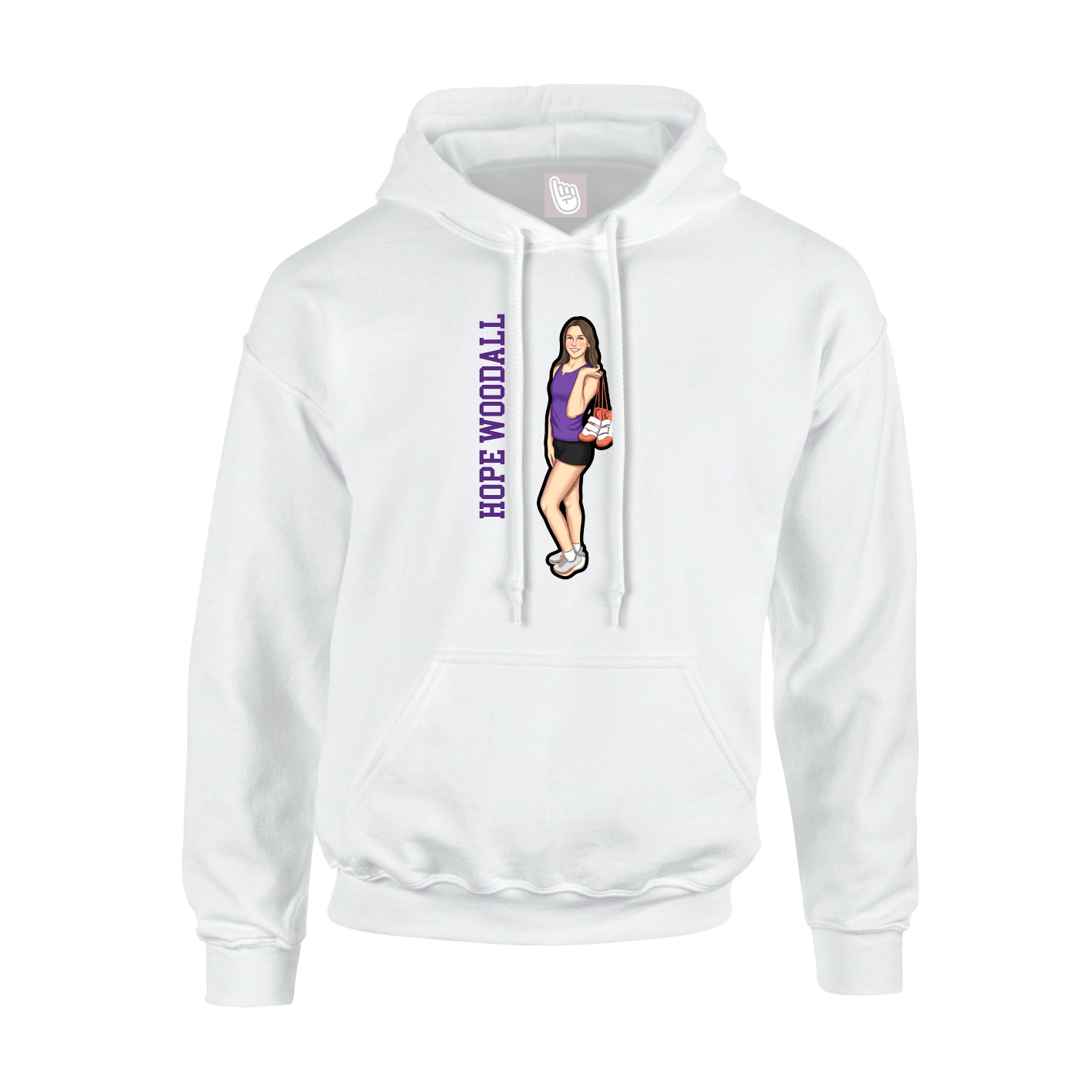 Youth Hoodie — Name Vertical in White