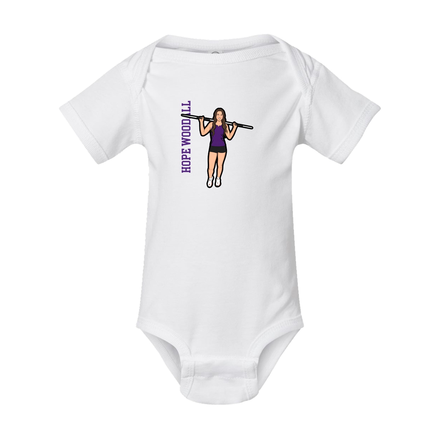 Baby Onesie — Name Vertical in White
