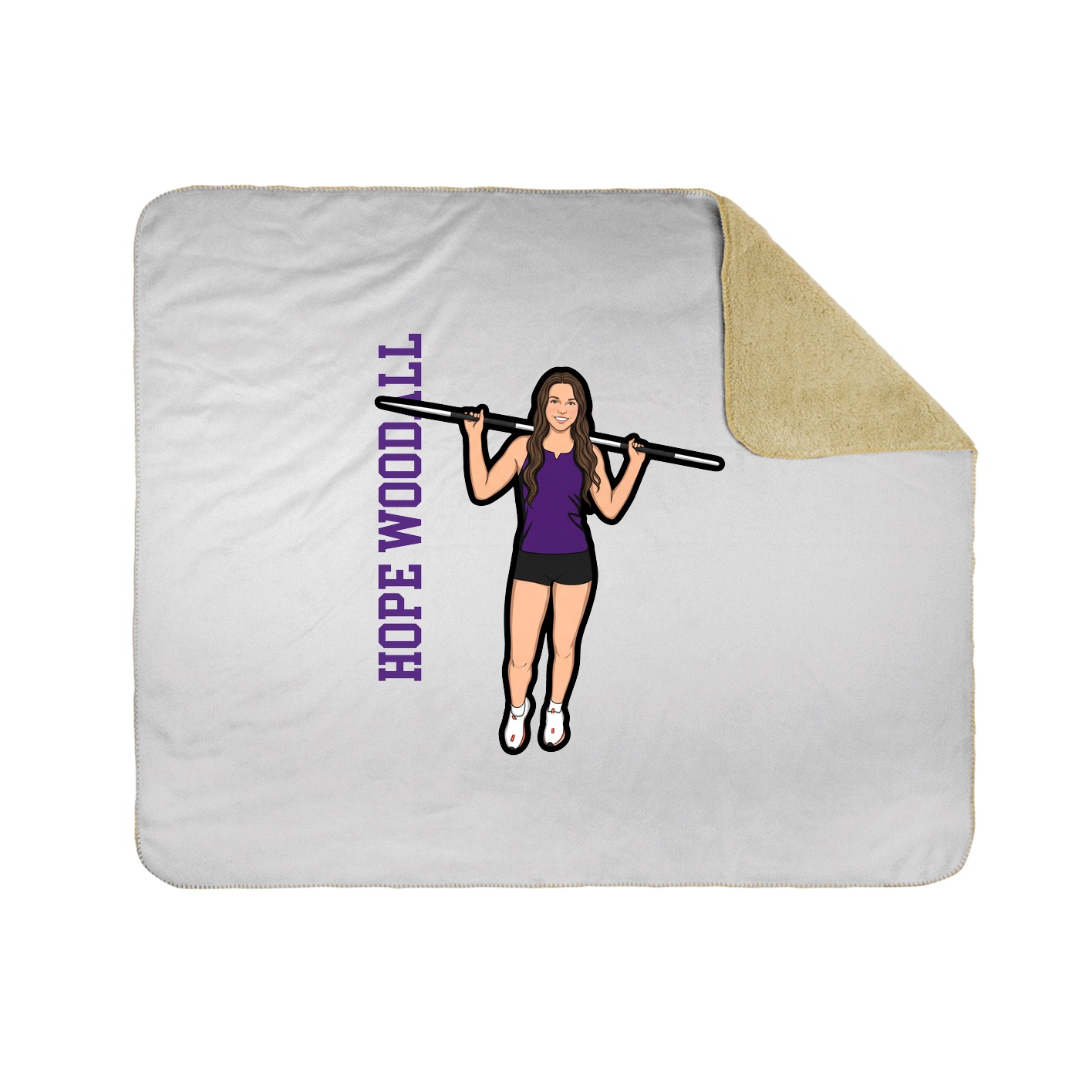 Throw Blanket — Name Vertical in White