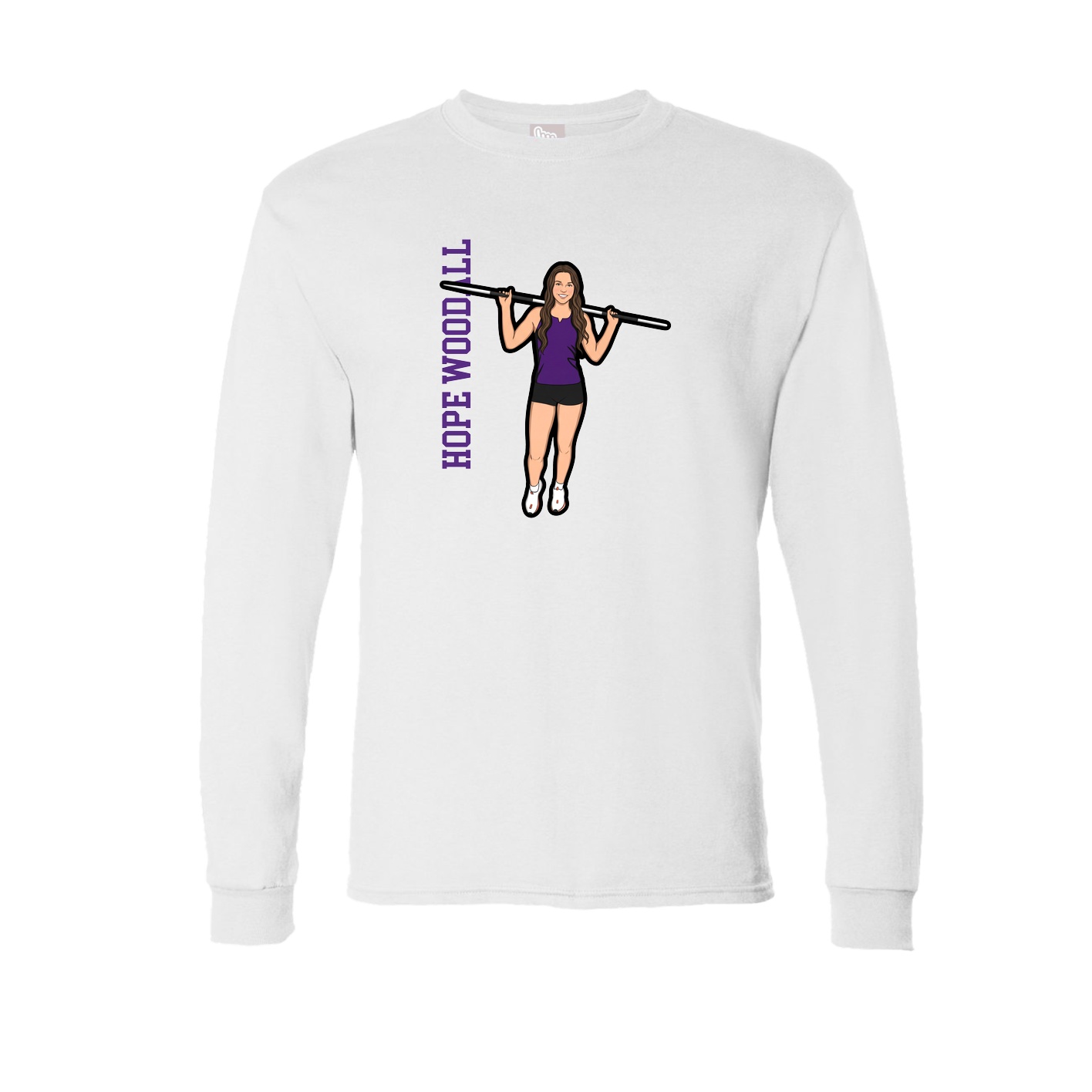 Long Sleeve Tee — Name Vertical in White