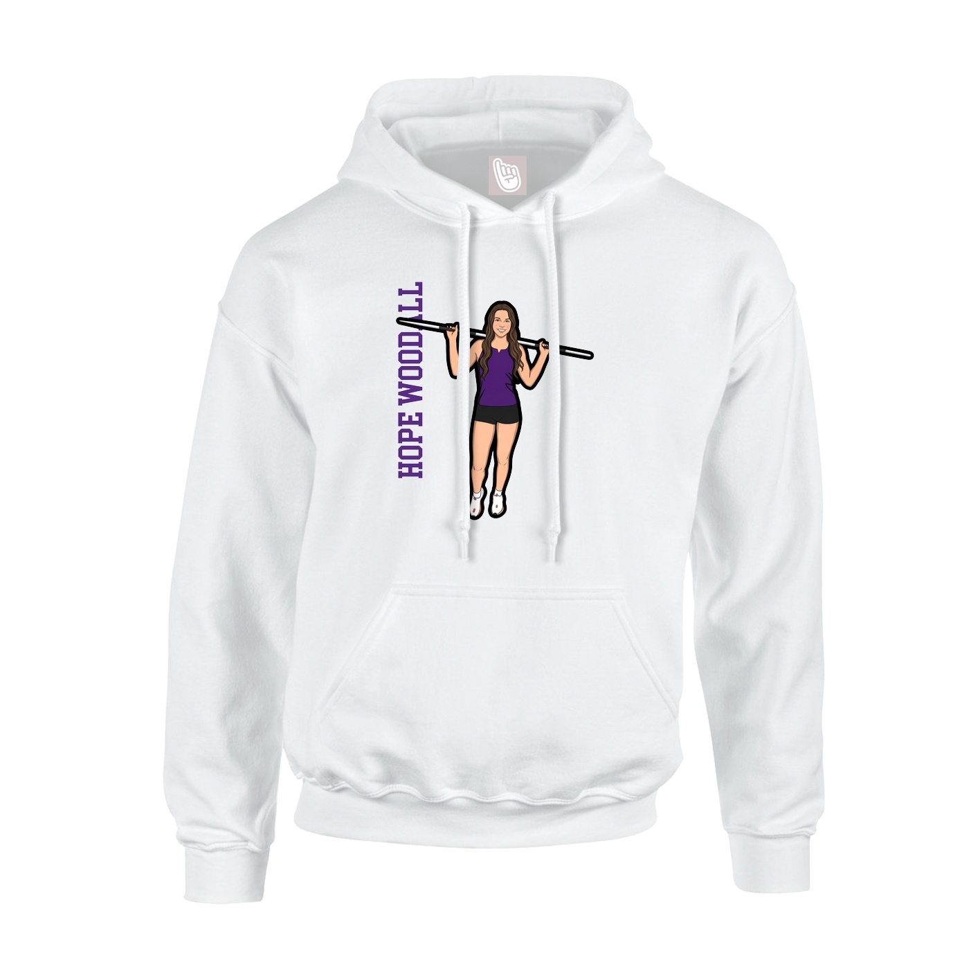 Hoodie — Name Vertical in White