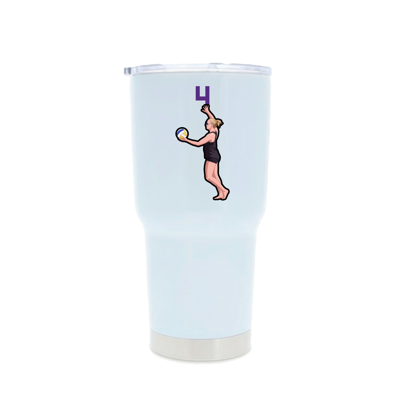 30oz Stainless Steel Tumbler — Number Top in White