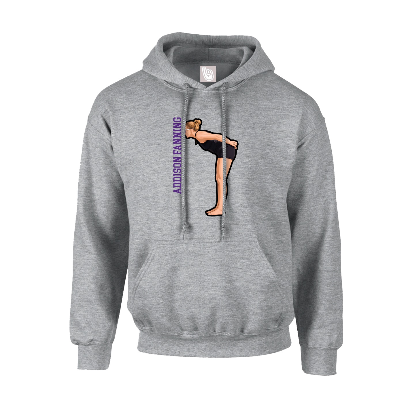 Youth Hoodie — Name Vertical in Grey