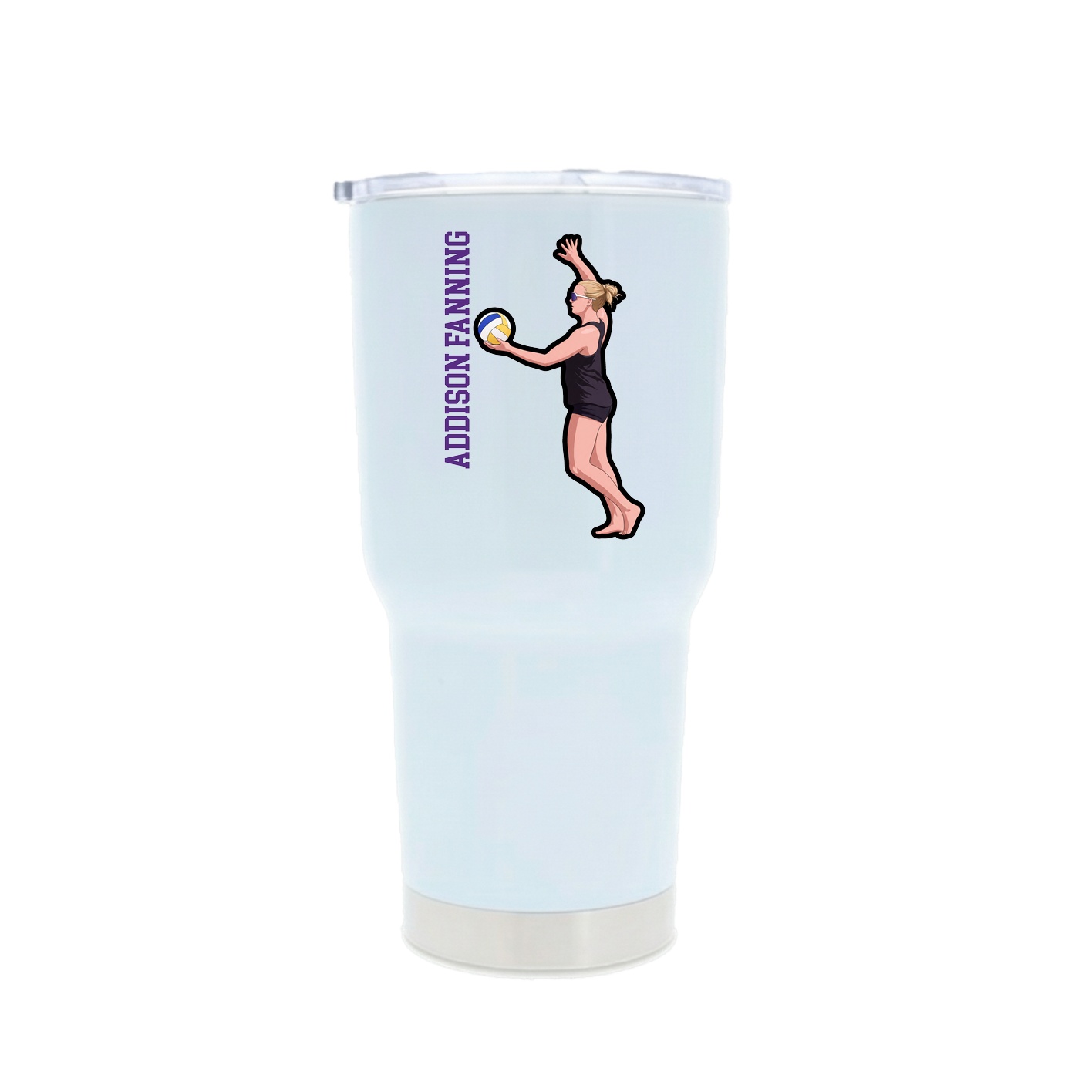 30oz Stainless Steel Tumbler — Name Vertical in White