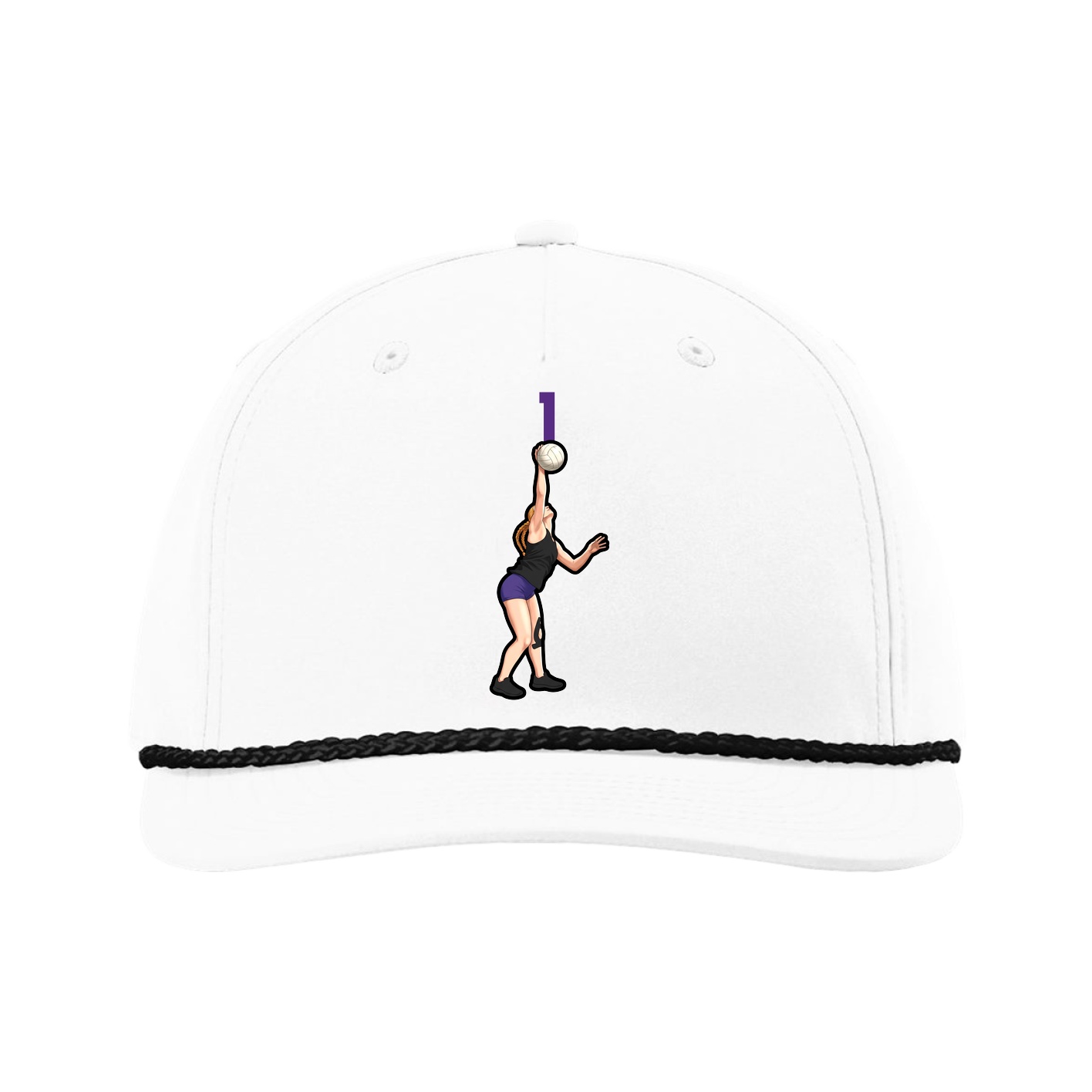 Five-Panel Classic Rope Cap — Number Top in White