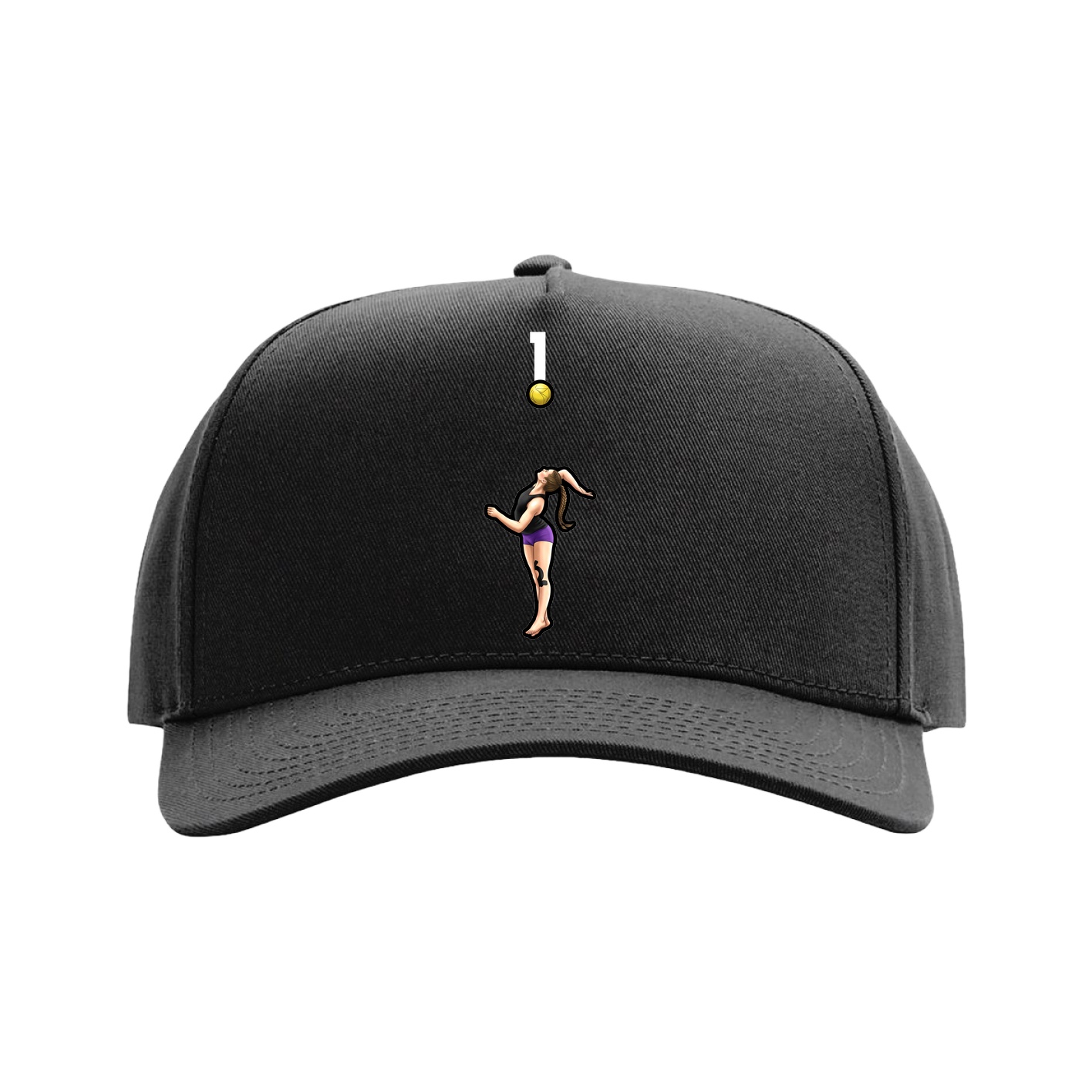 Full Fabric Five-Panel Champ Cap — Number Top in Black