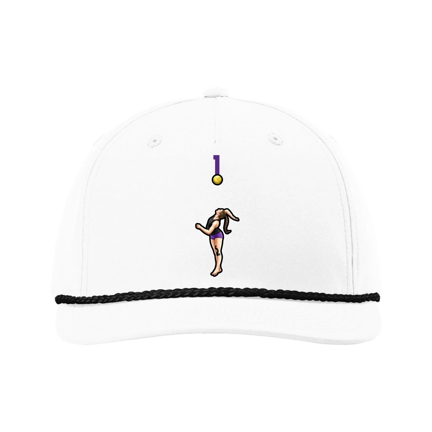 Five-Panel Classic Rope Cap — Number Top in White