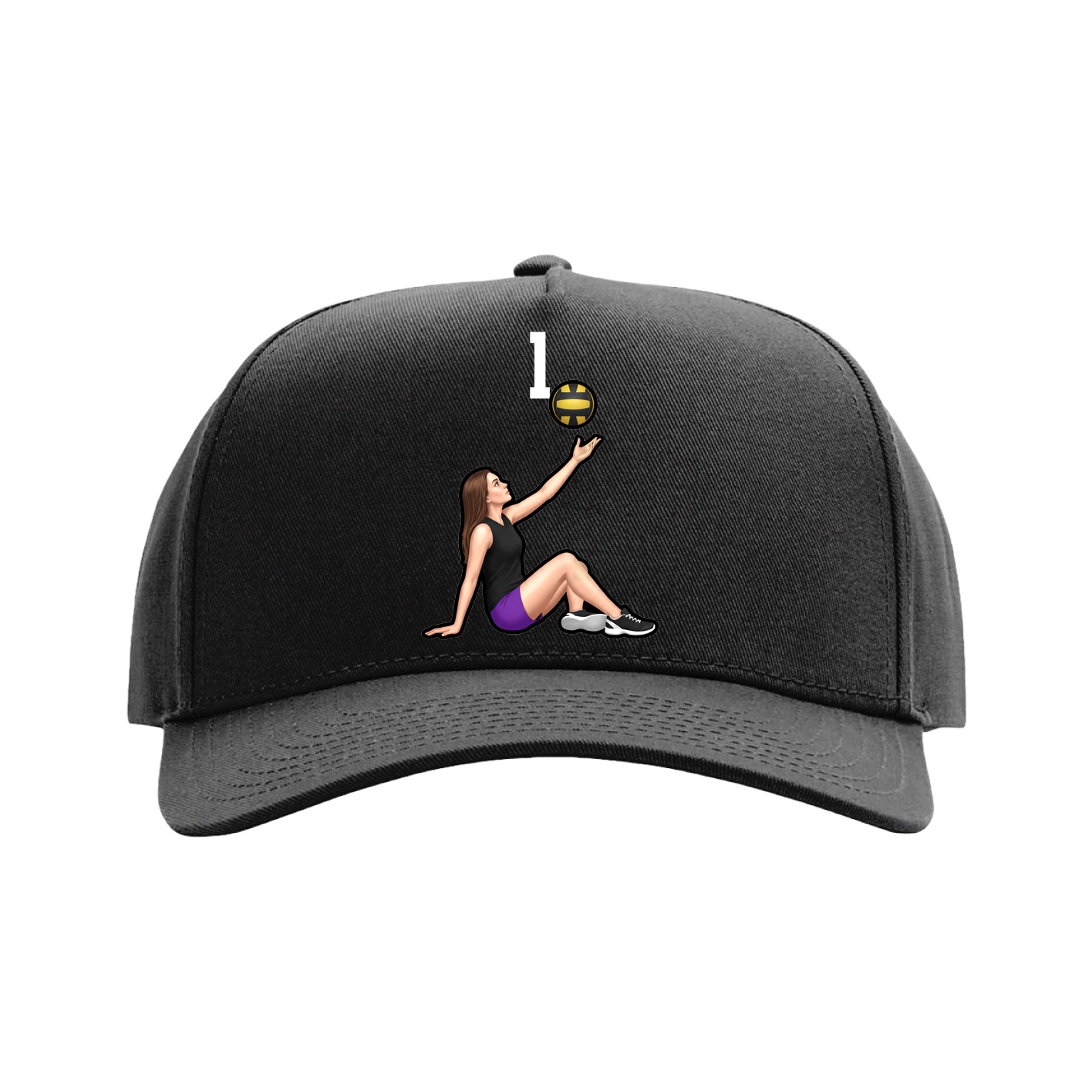 Full Fabric Five-Panel Champ Cap — Number Top in Black