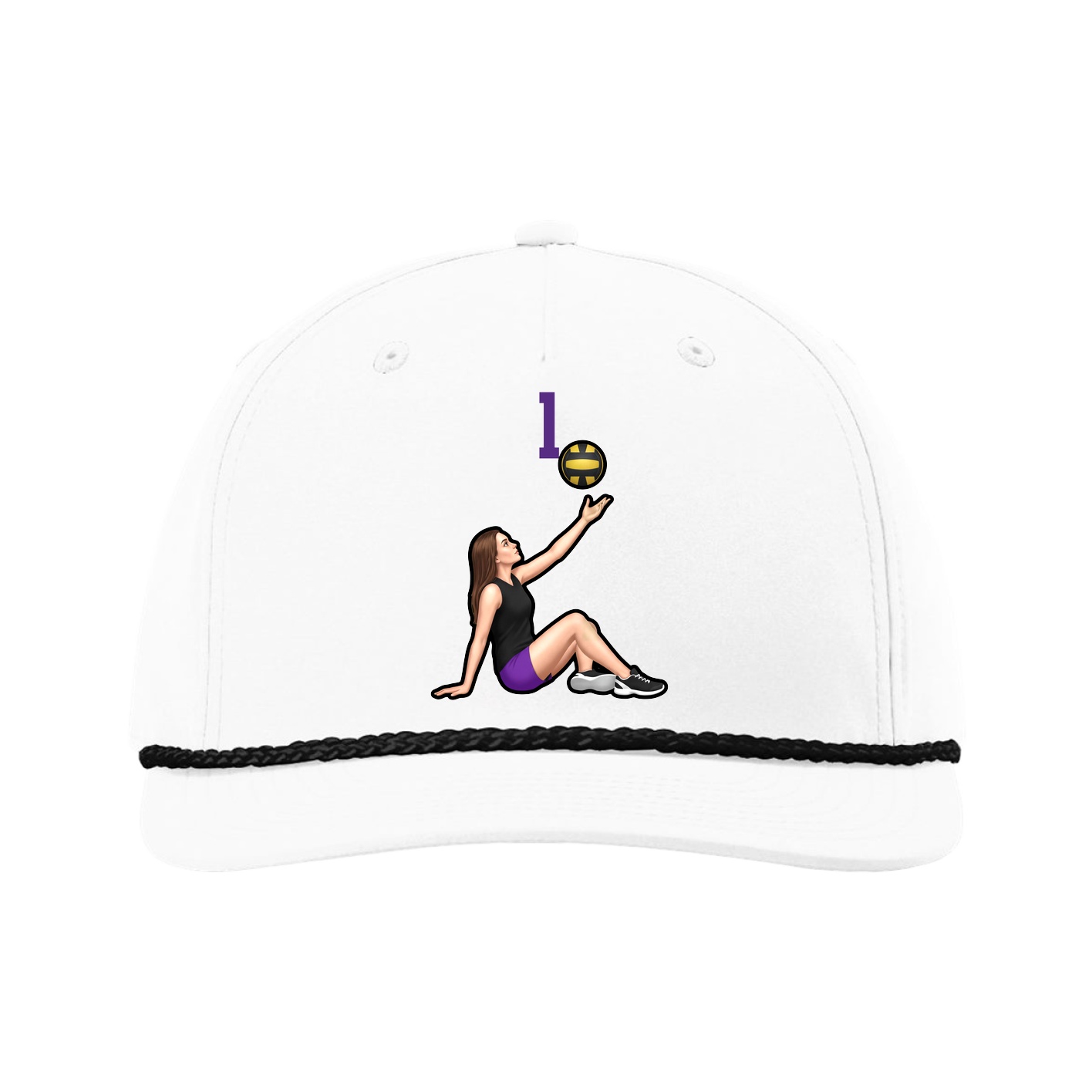 Five-Panel Classic Rope Cap — Number Top in White