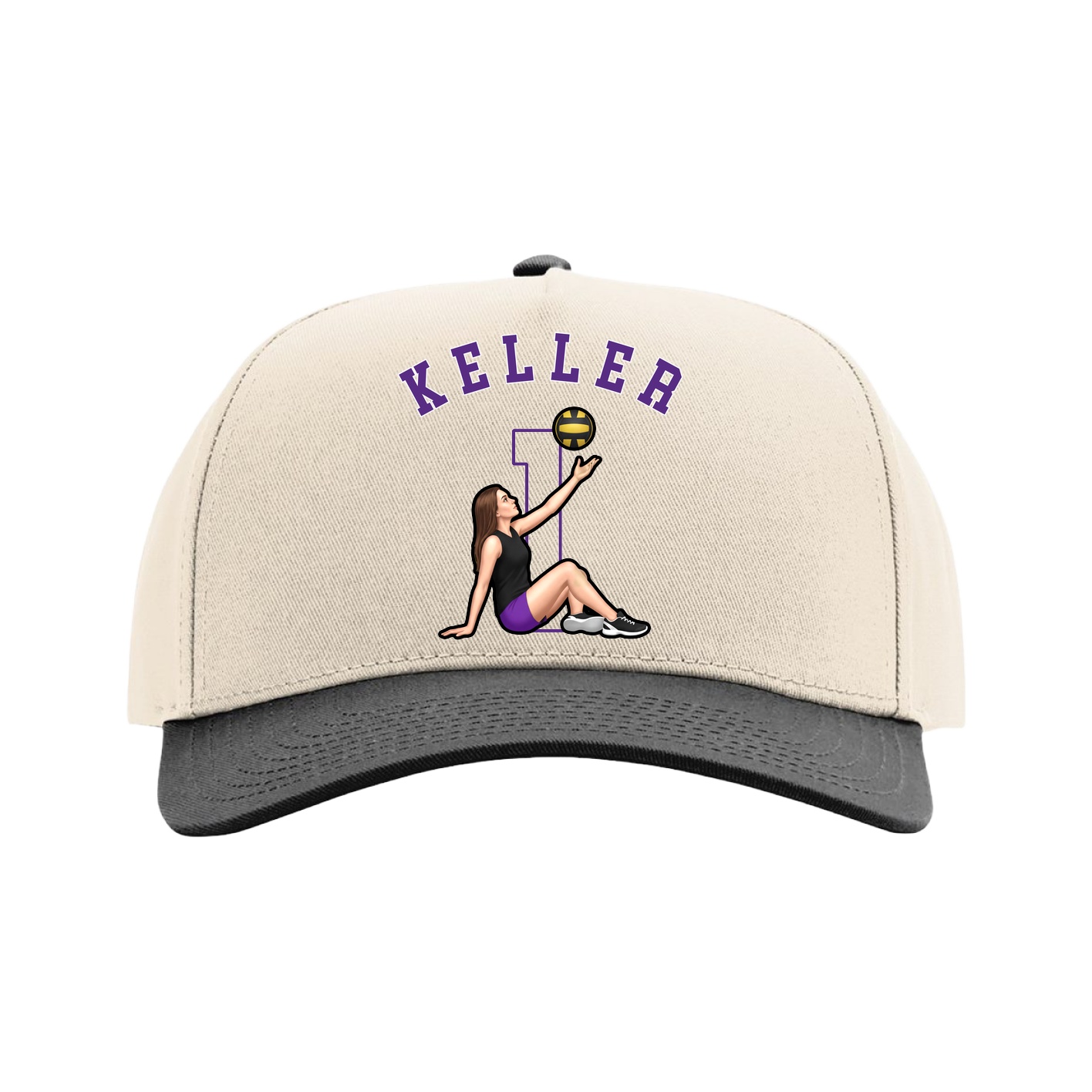 Full Fabric Five-Panel Champ Cap — Shirsey Arch in Cream/Black