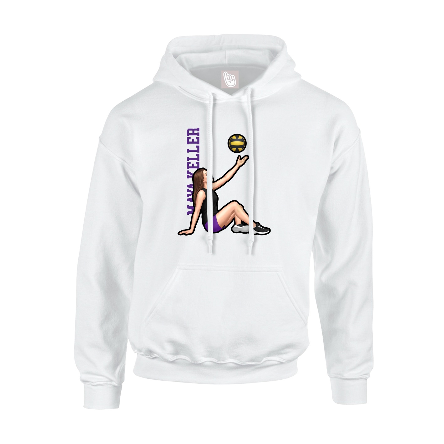 Youth Hoodie — Name Vertical in White
