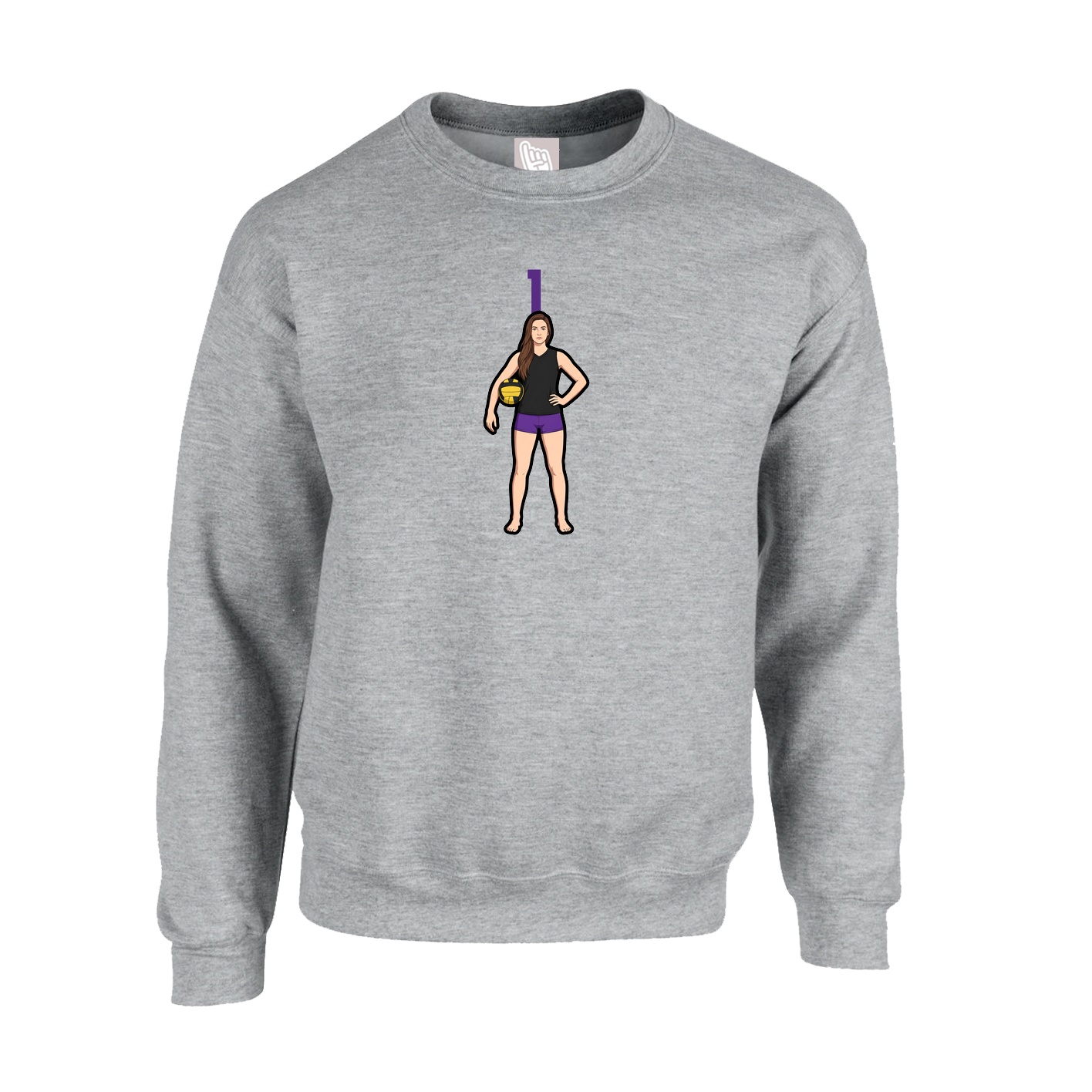 Fleece Crew — Number Top in Grey
