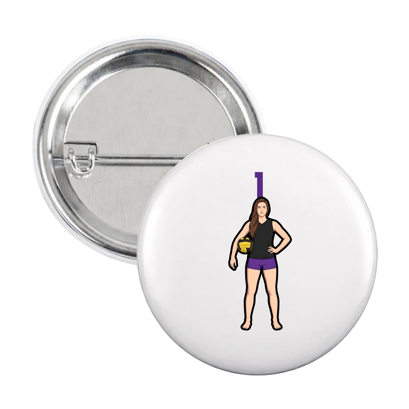 Game Day Button — Number Top in White
