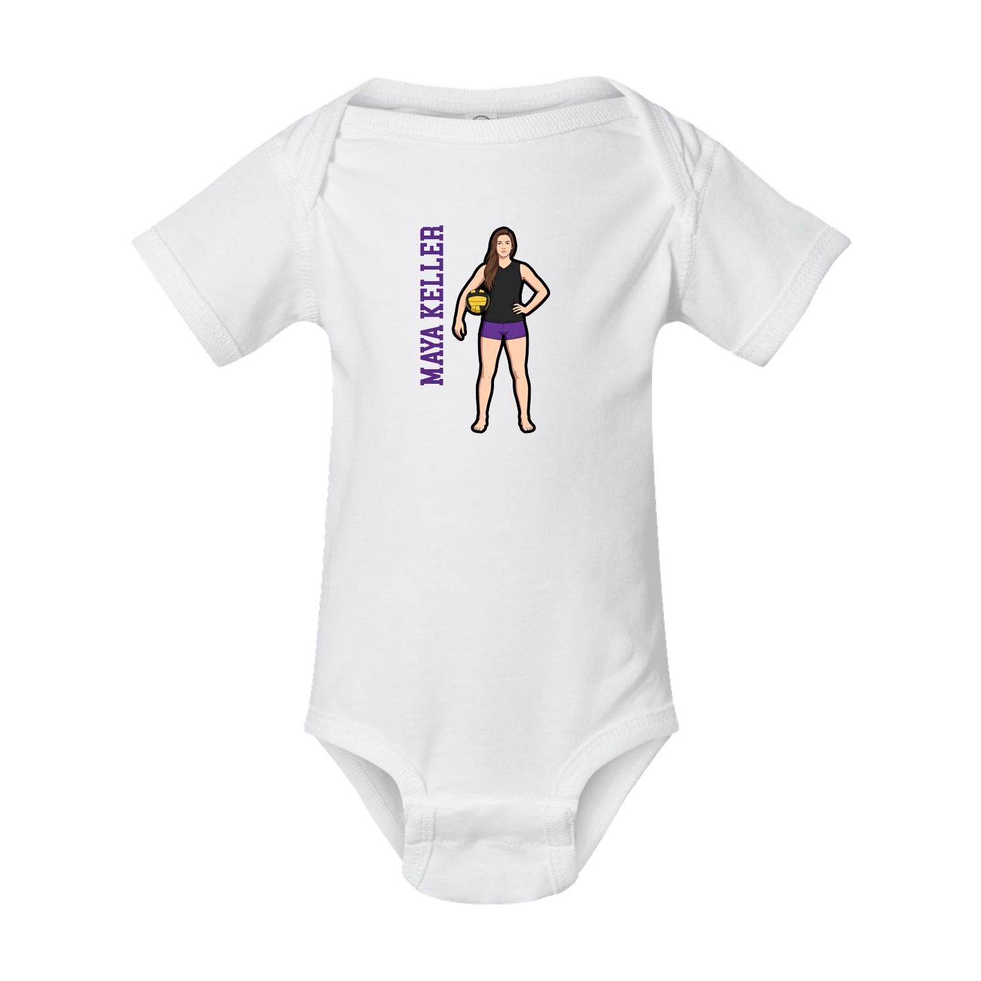 Baby Onesie — Name Vertical in White