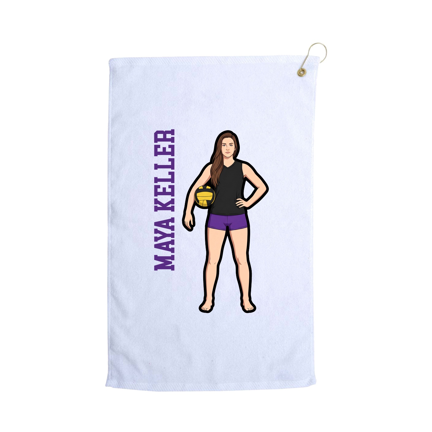 Golf Towel — Name Vertical in White