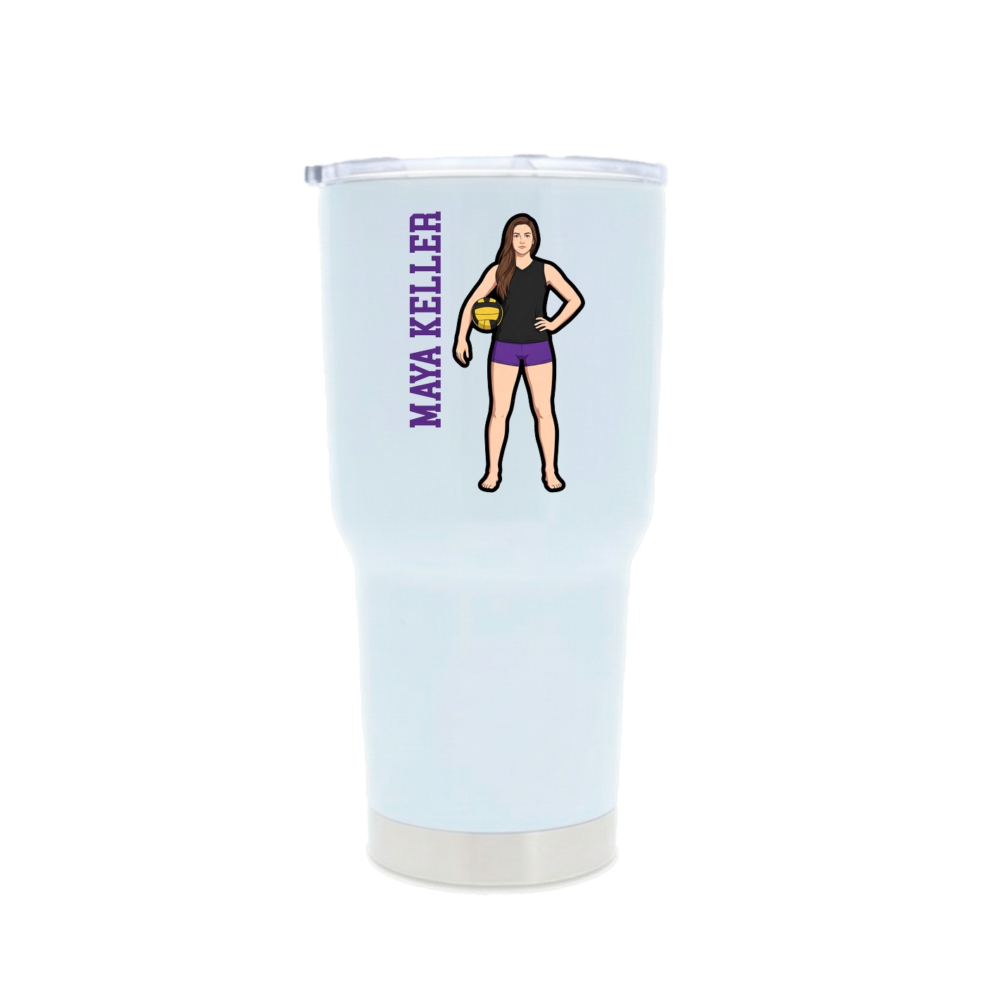 30oz Stainless Steel Tumbler — Name Vertical in White