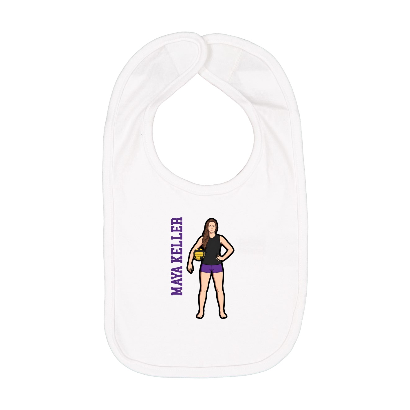 Infant Bib — Name Vertical in White