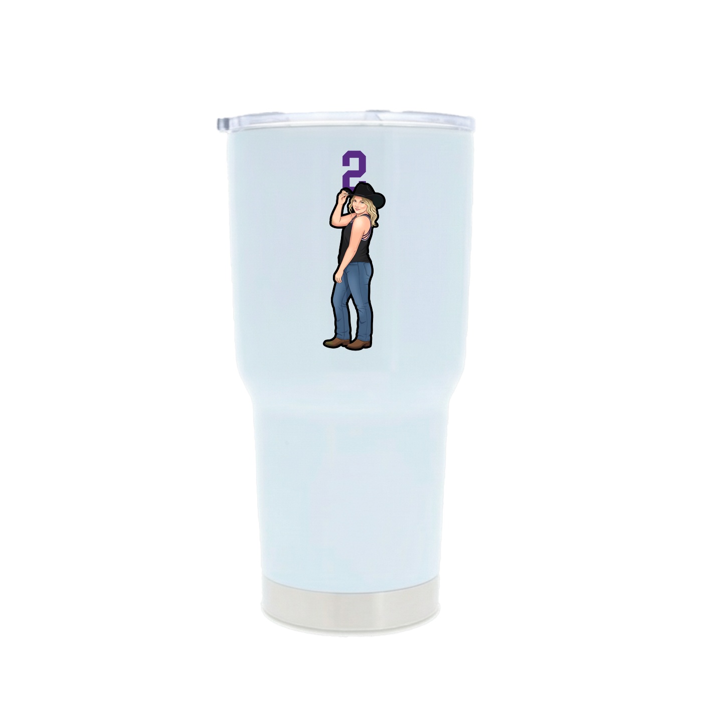 30oz Stainless Steel Tumbler — Number Top in White