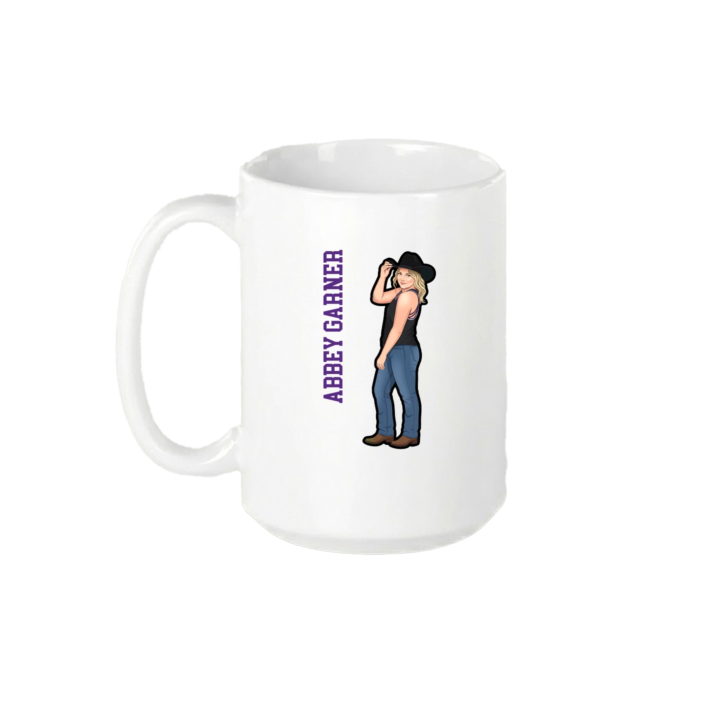 15oz Coffee Mug — Name Vertical in White