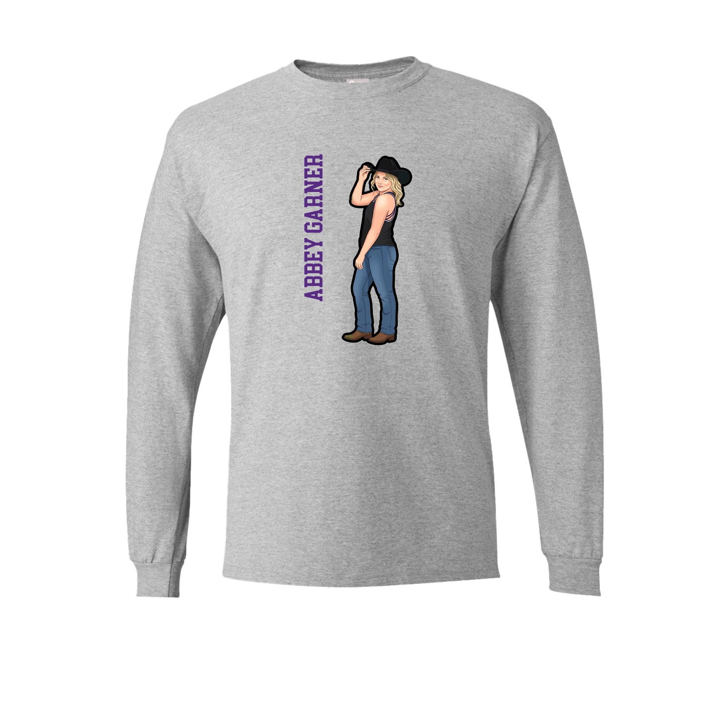 Long Sleeve Tee — Name Vertical in Grey