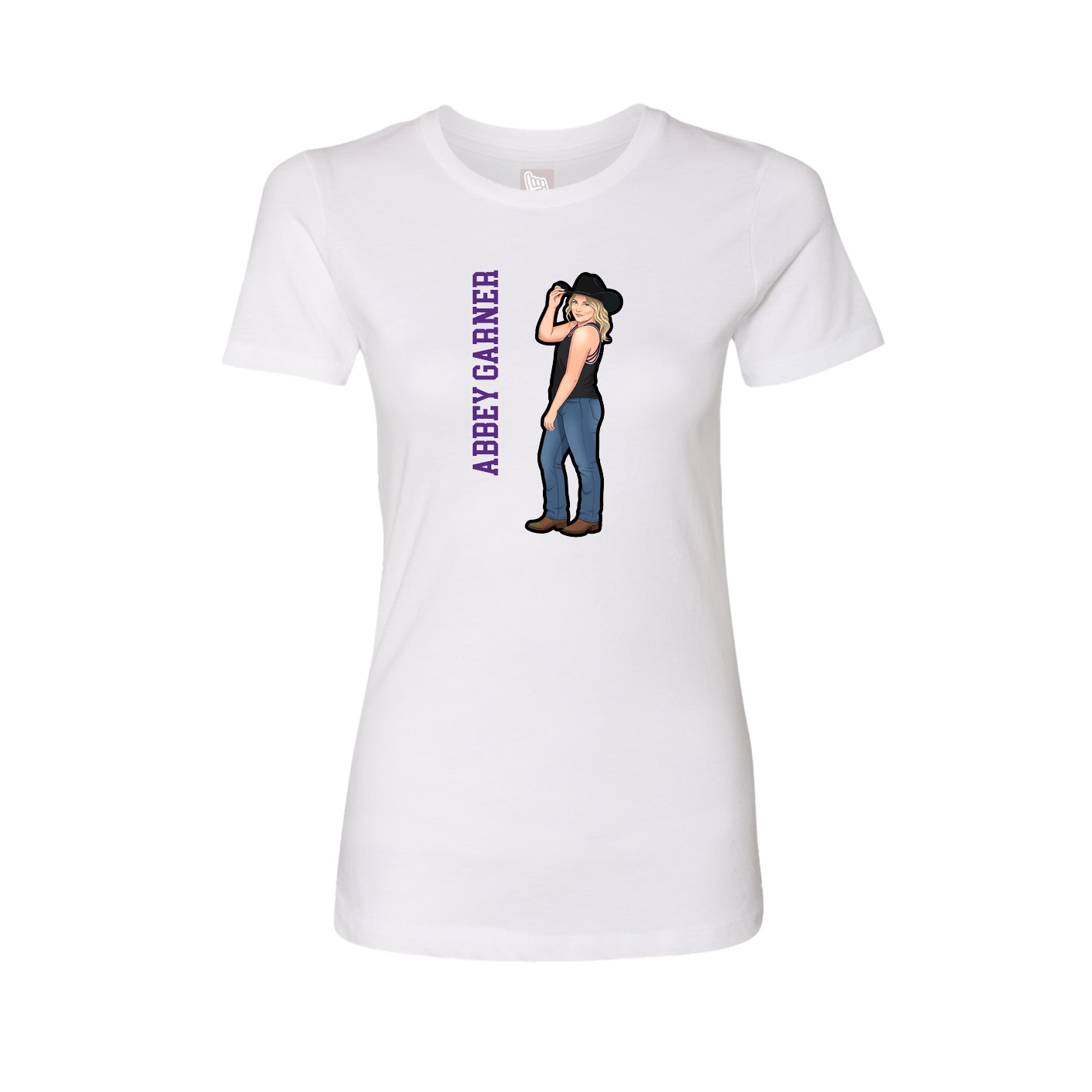 Fitted Women's Tee — Name Vertical in White