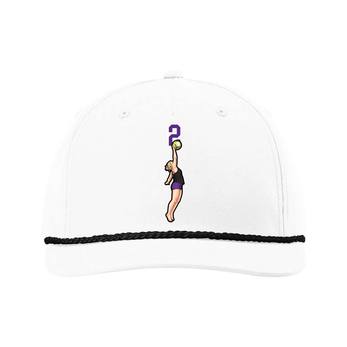 Five-Panel Classic Rope Cap — Number Top in White