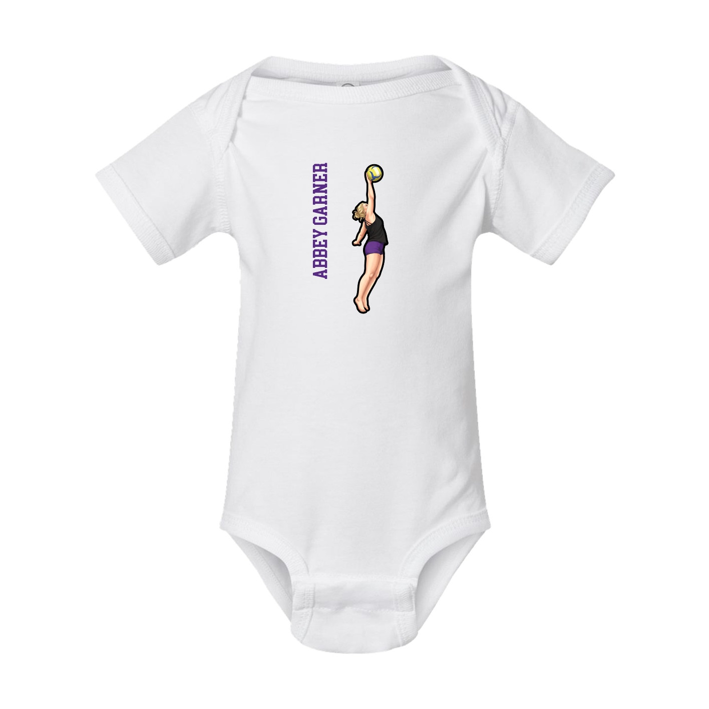 Baby Onesie — Name Vertical in White