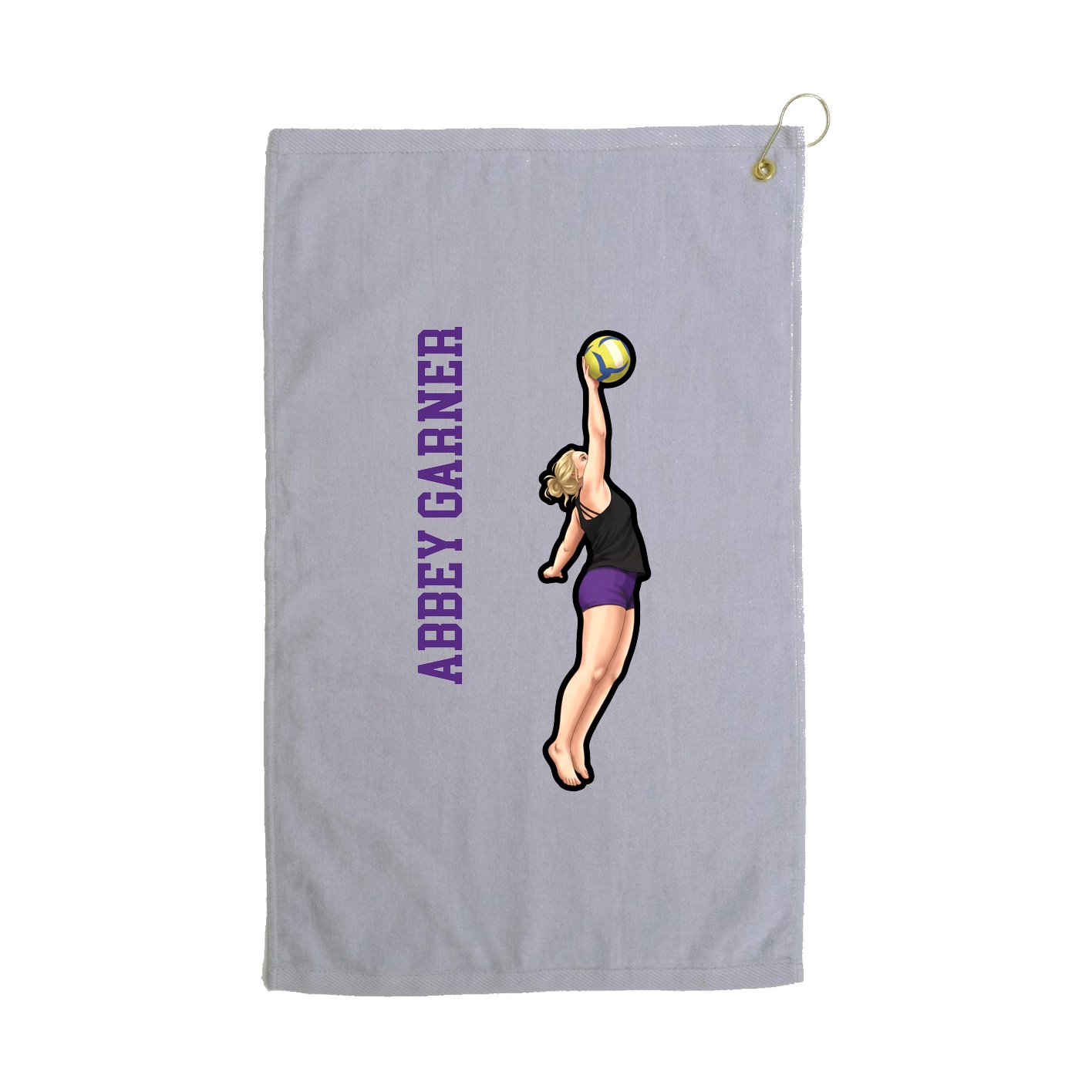 Golf Towel — Name Vertical in Grey
