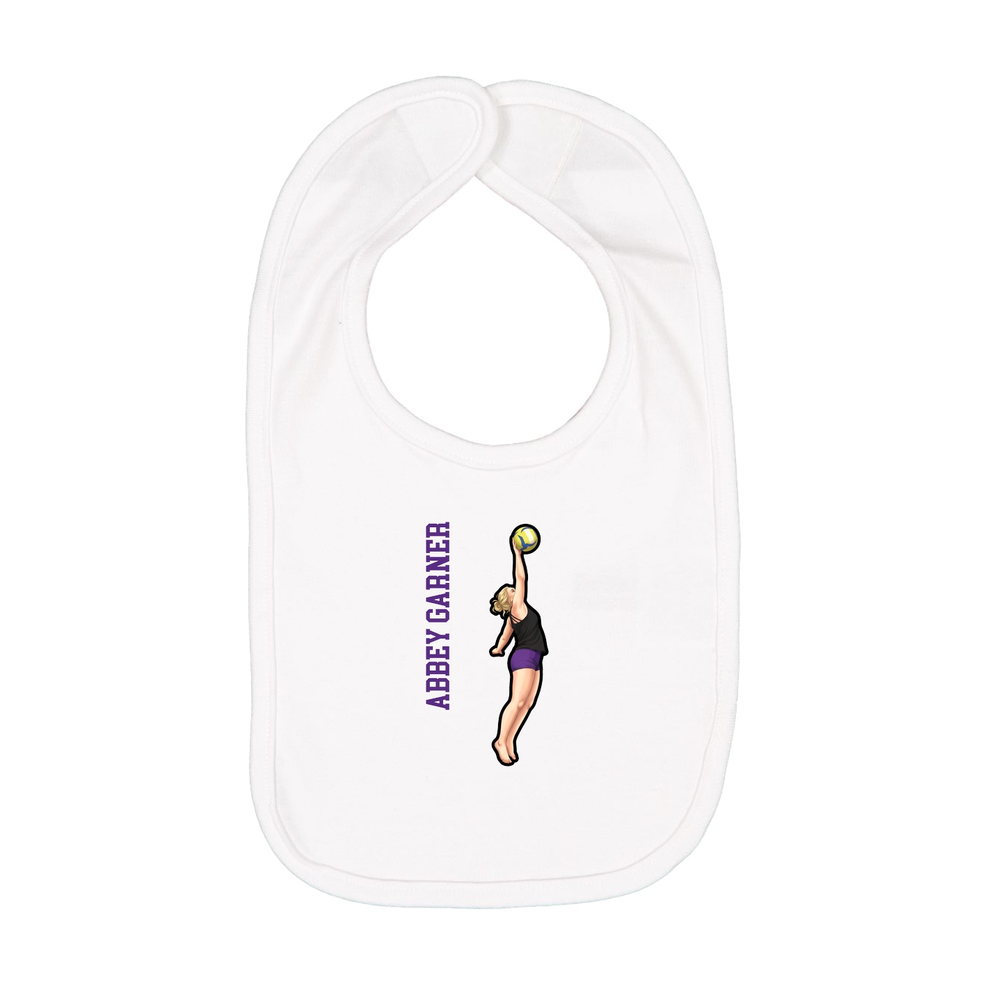 Infant Bib — Name Vertical in White