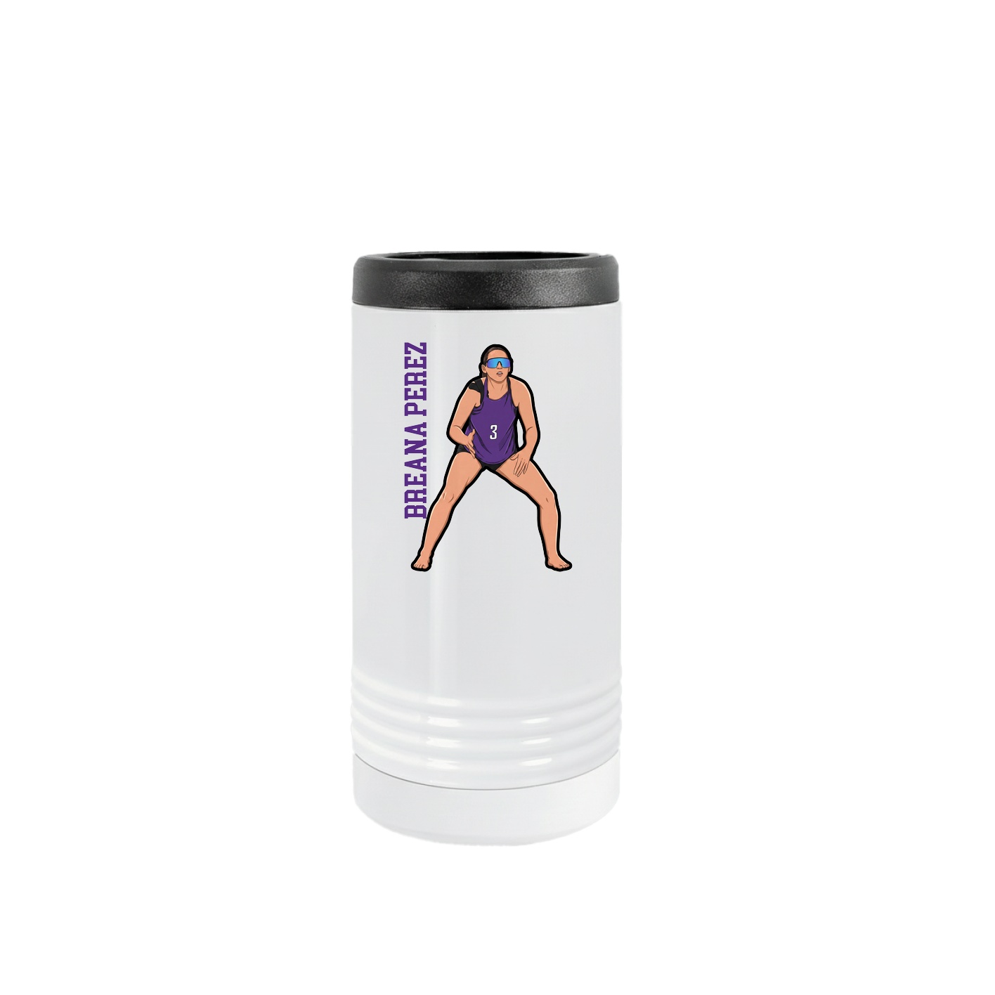 Slim Beverage Holder — Name Vertical in White