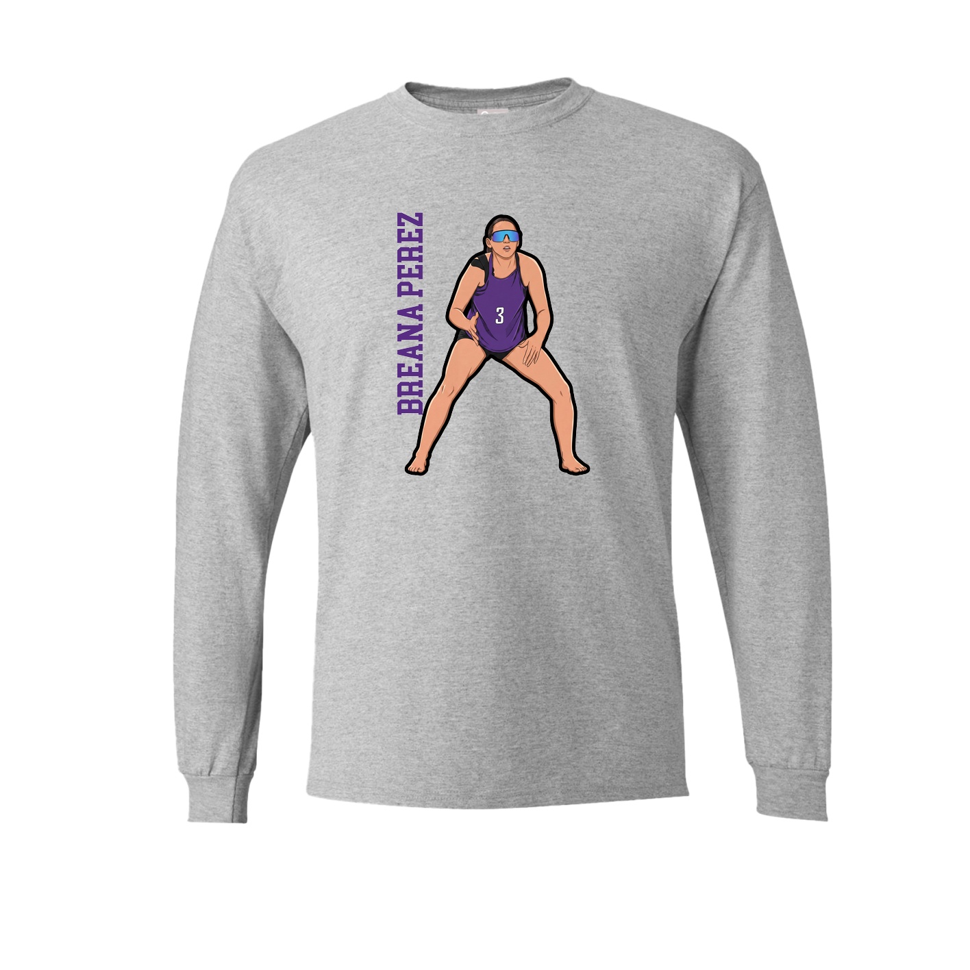 Long Sleeve Tee — Name Vertical in Grey
