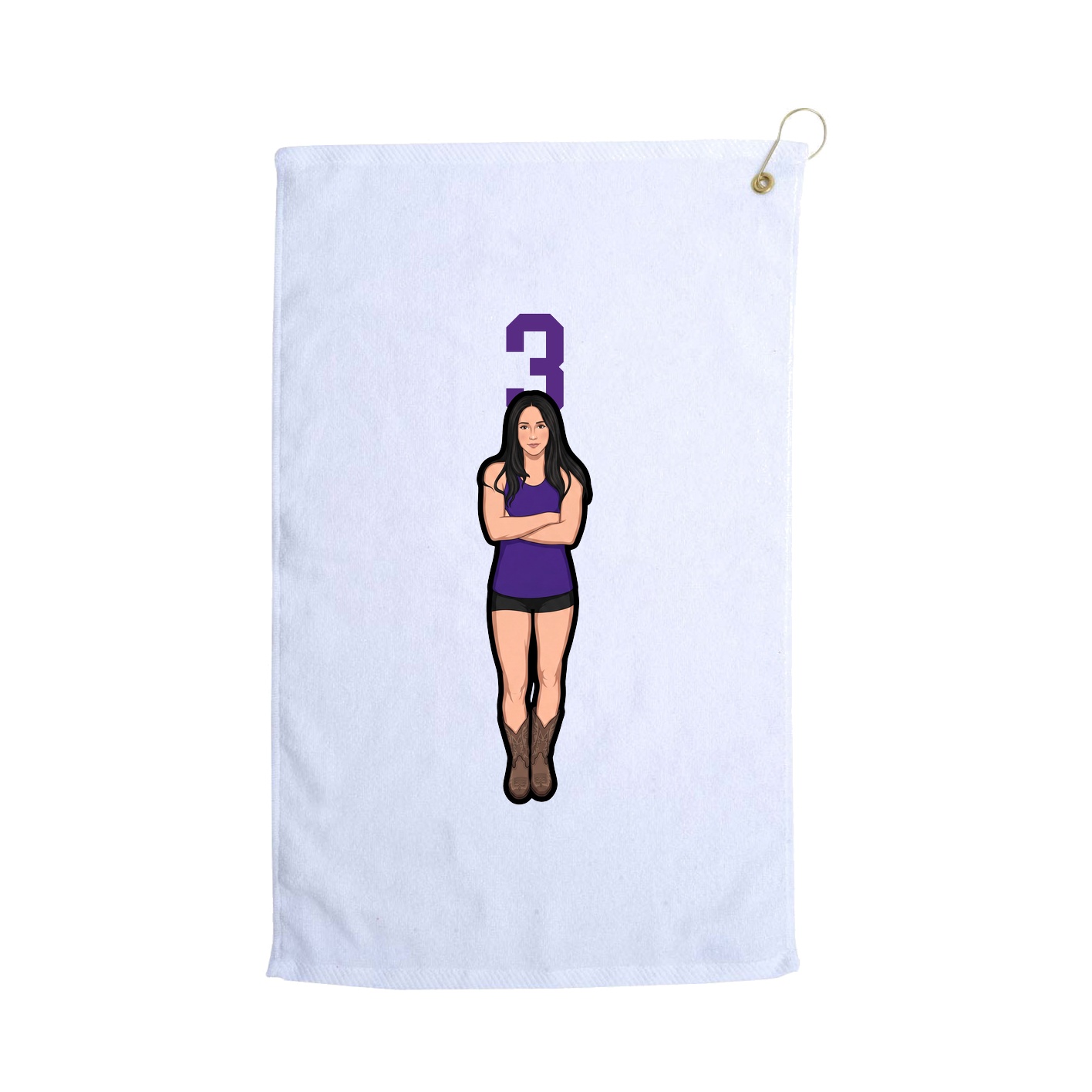 Golf Towel — Number Top in White