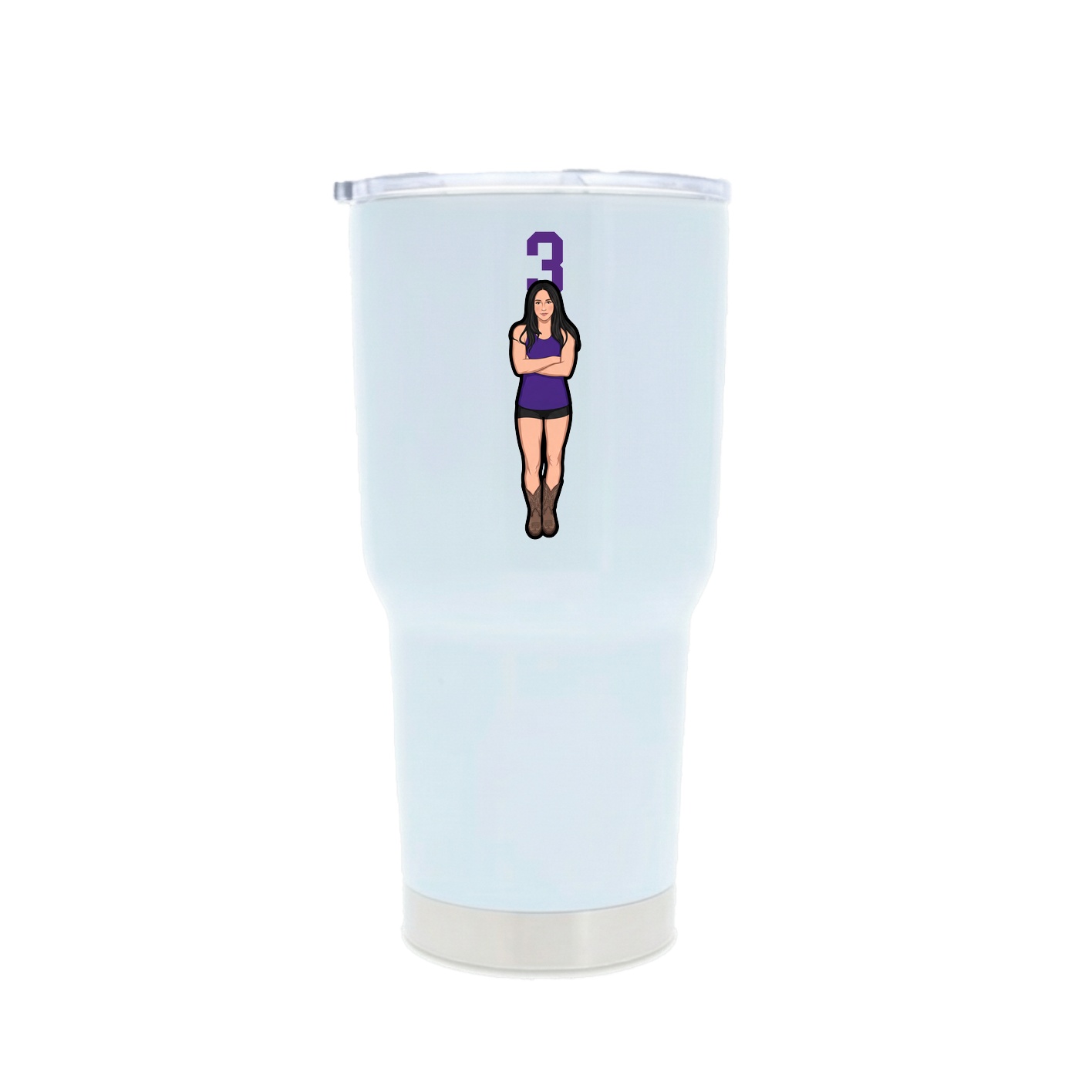 30oz Stainless Steel Tumbler — Number Top in White