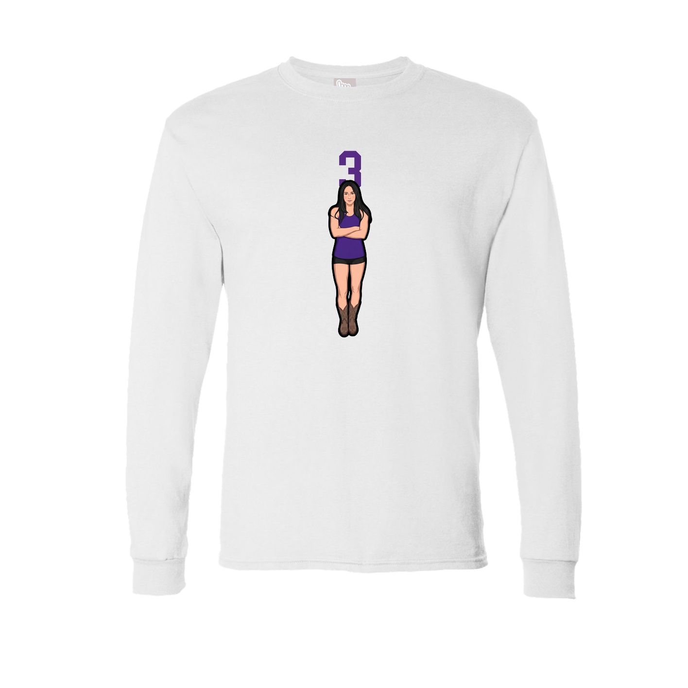 Long Sleeve Tee — Number Top in White