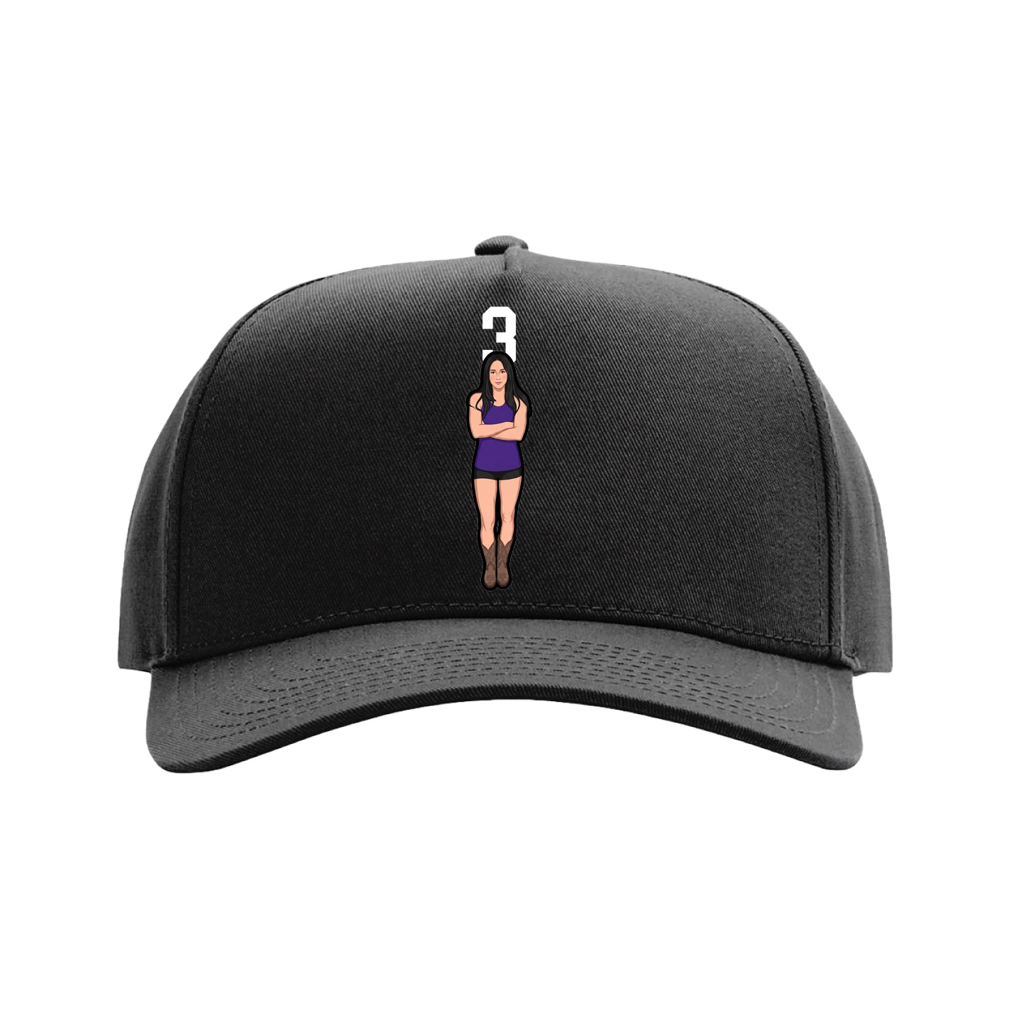 Full Fabric Five-Panel Champ Cap — Number Top in Black