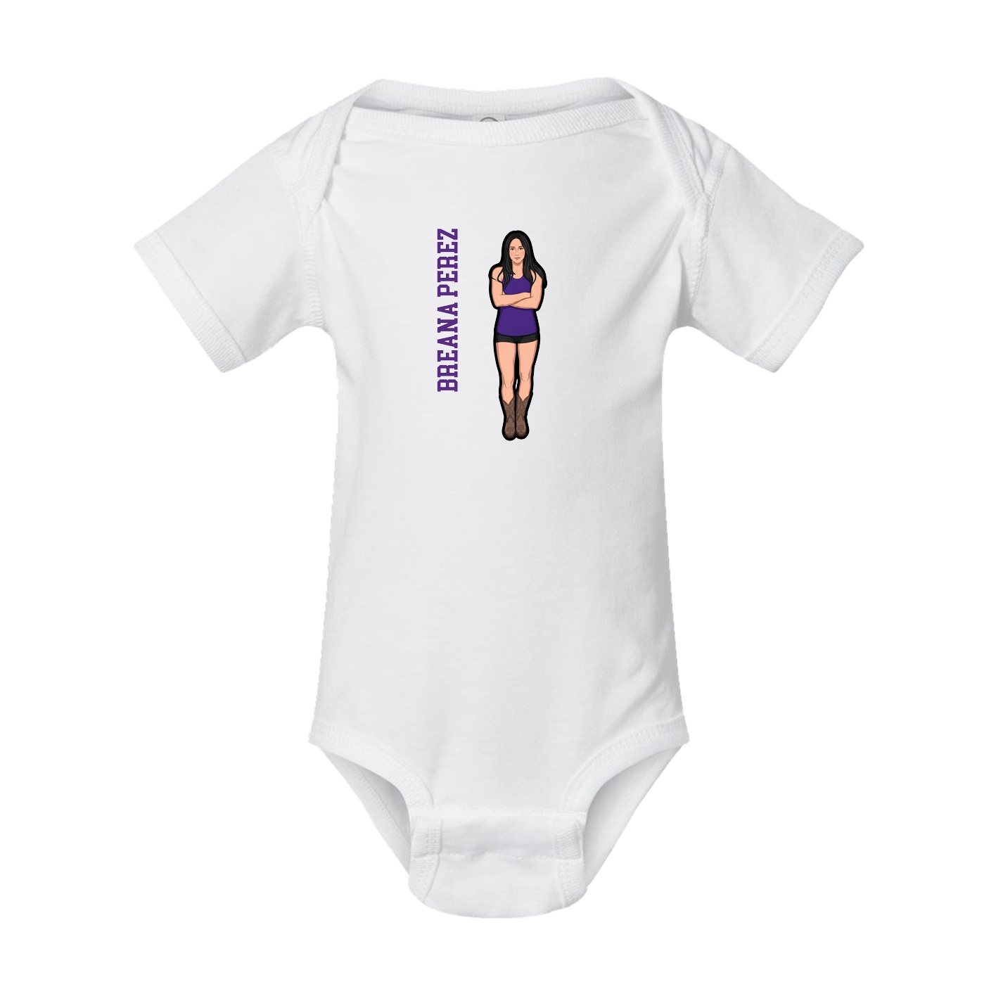 Baby Onesie — Name Vertical in White