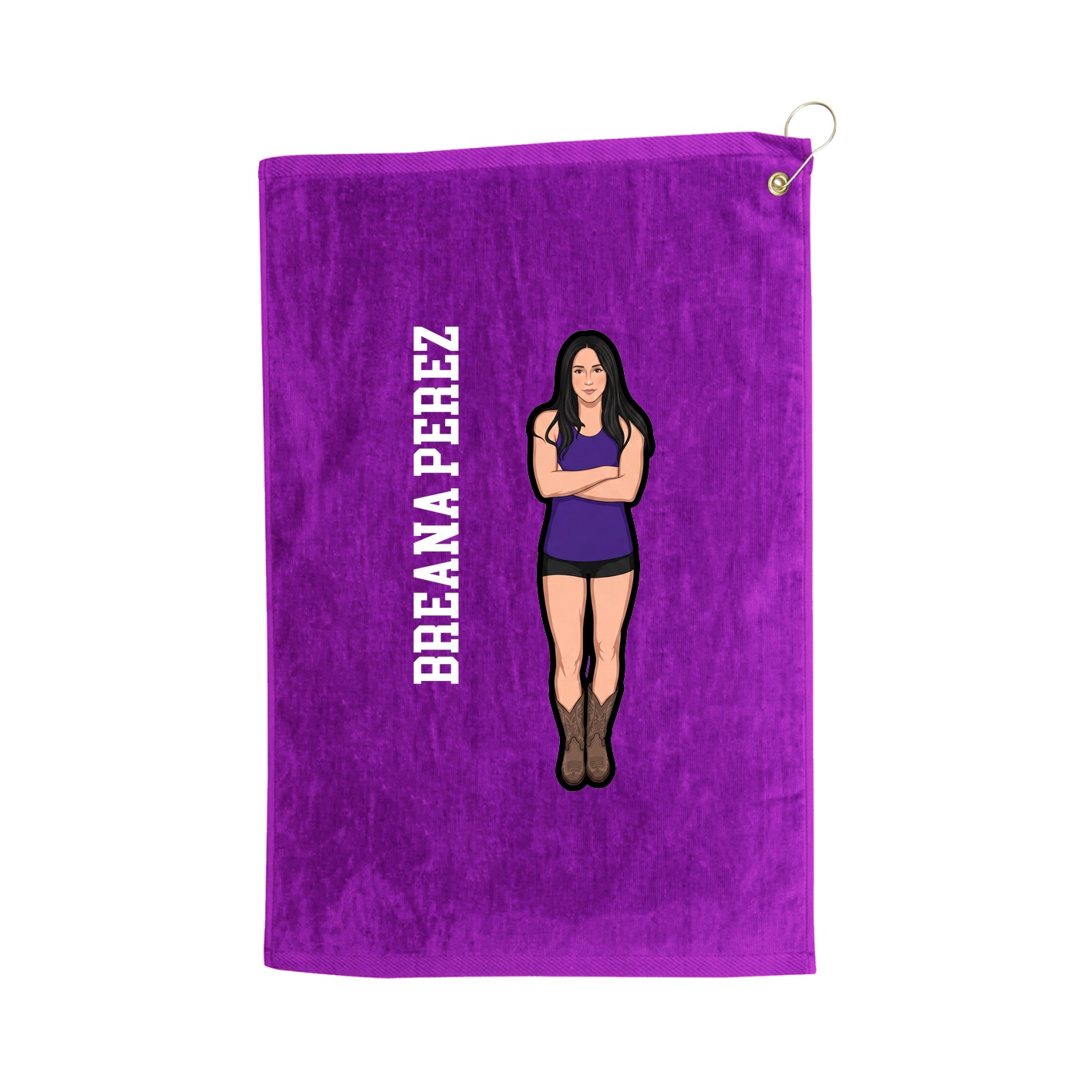 Golf Towel — Name Vertical in Purple