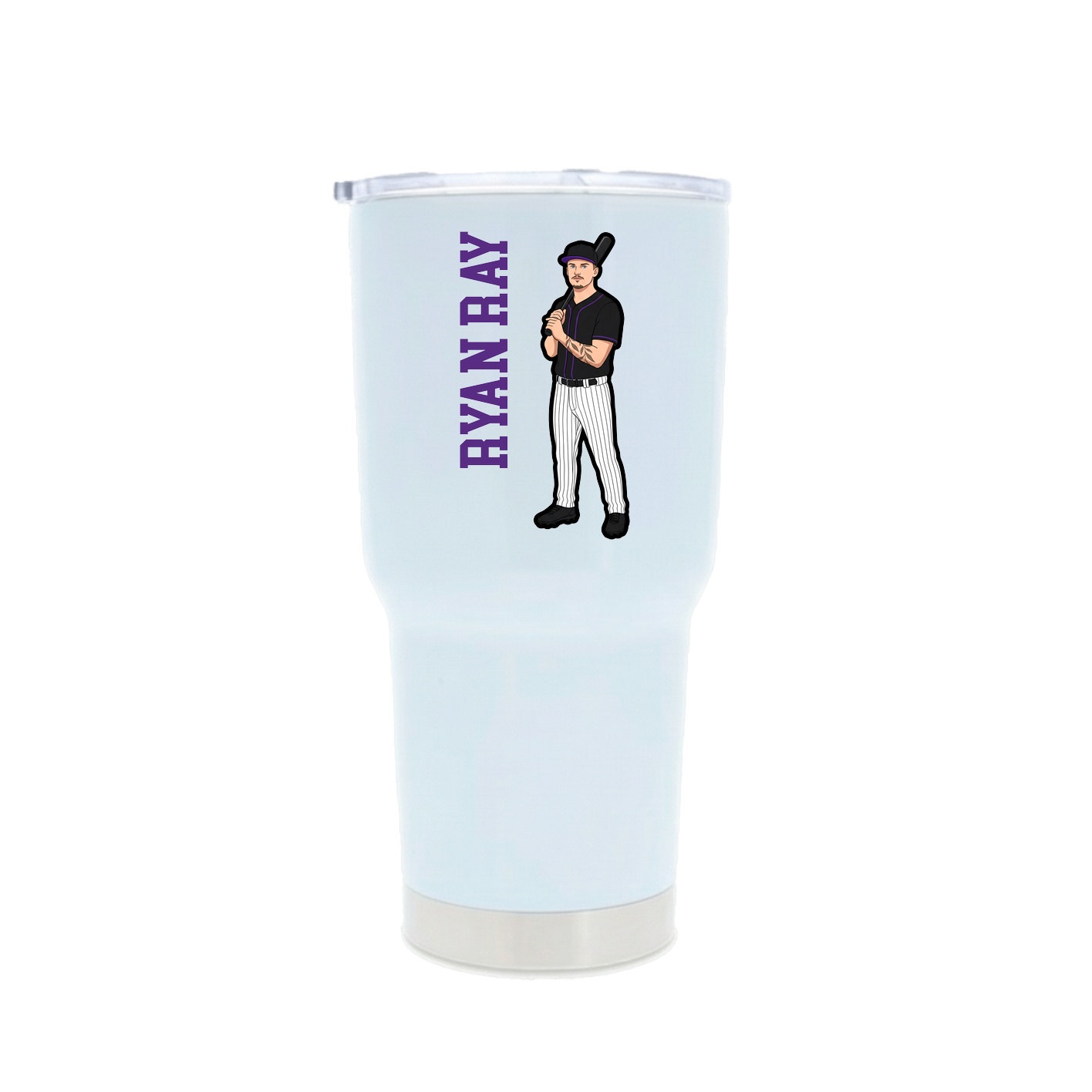 30oz Stainless Steel Tumbler — Name Vertical in White