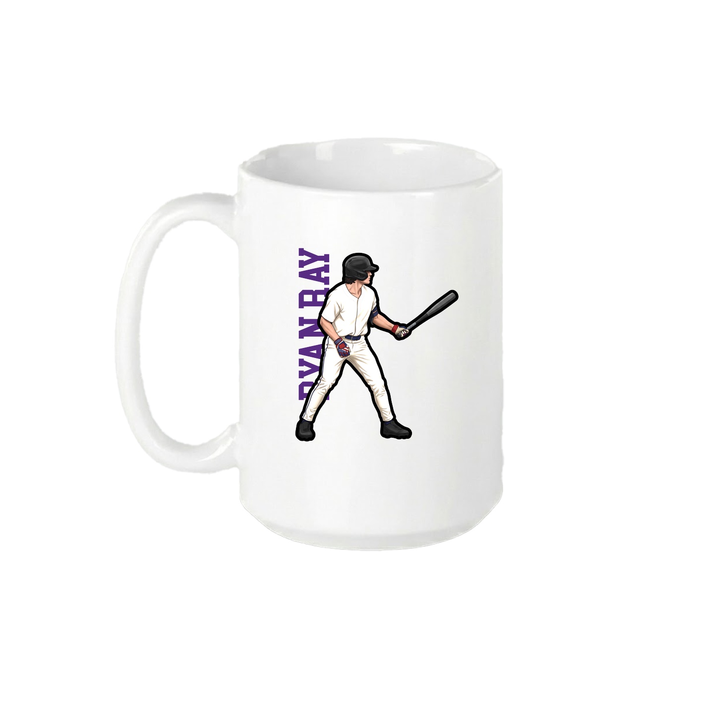 15oz Coffee Mug — Name Vertical in White