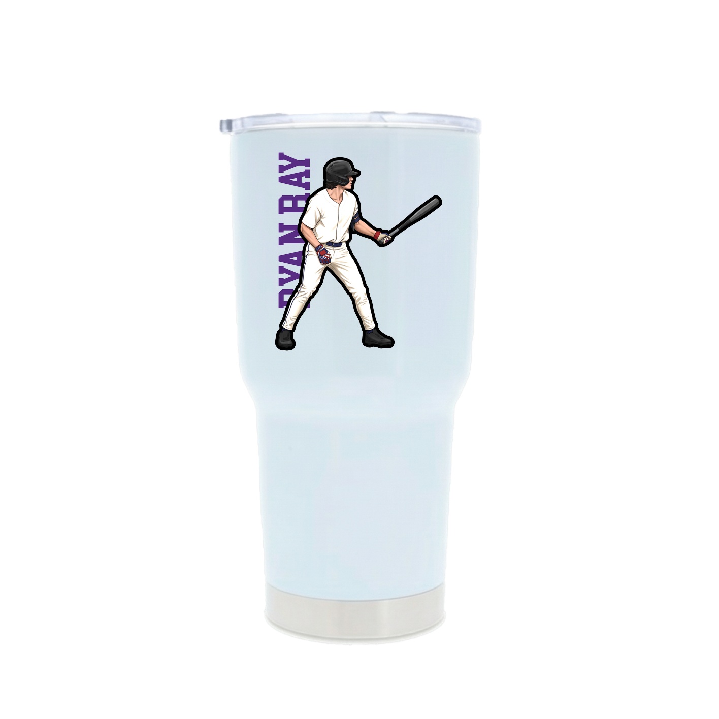 30oz Stainless Steel Tumbler — Name Vertical in White